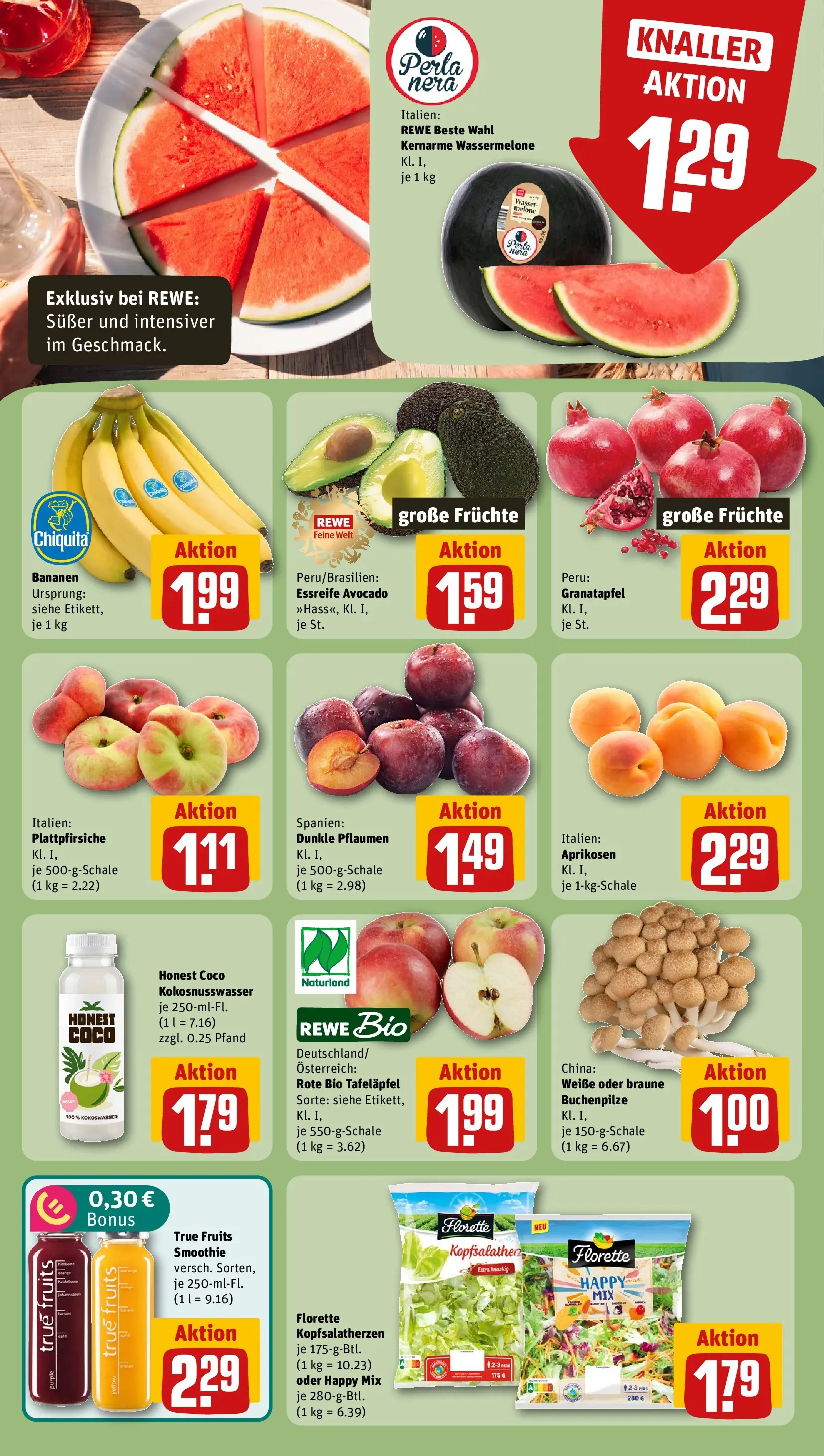 REWE Prospekt ab 05.07.2026 zum Blättern » Angebote | Seite: 6 | Produkte: Pflaumen, Äpfel, Avocado, Wasser