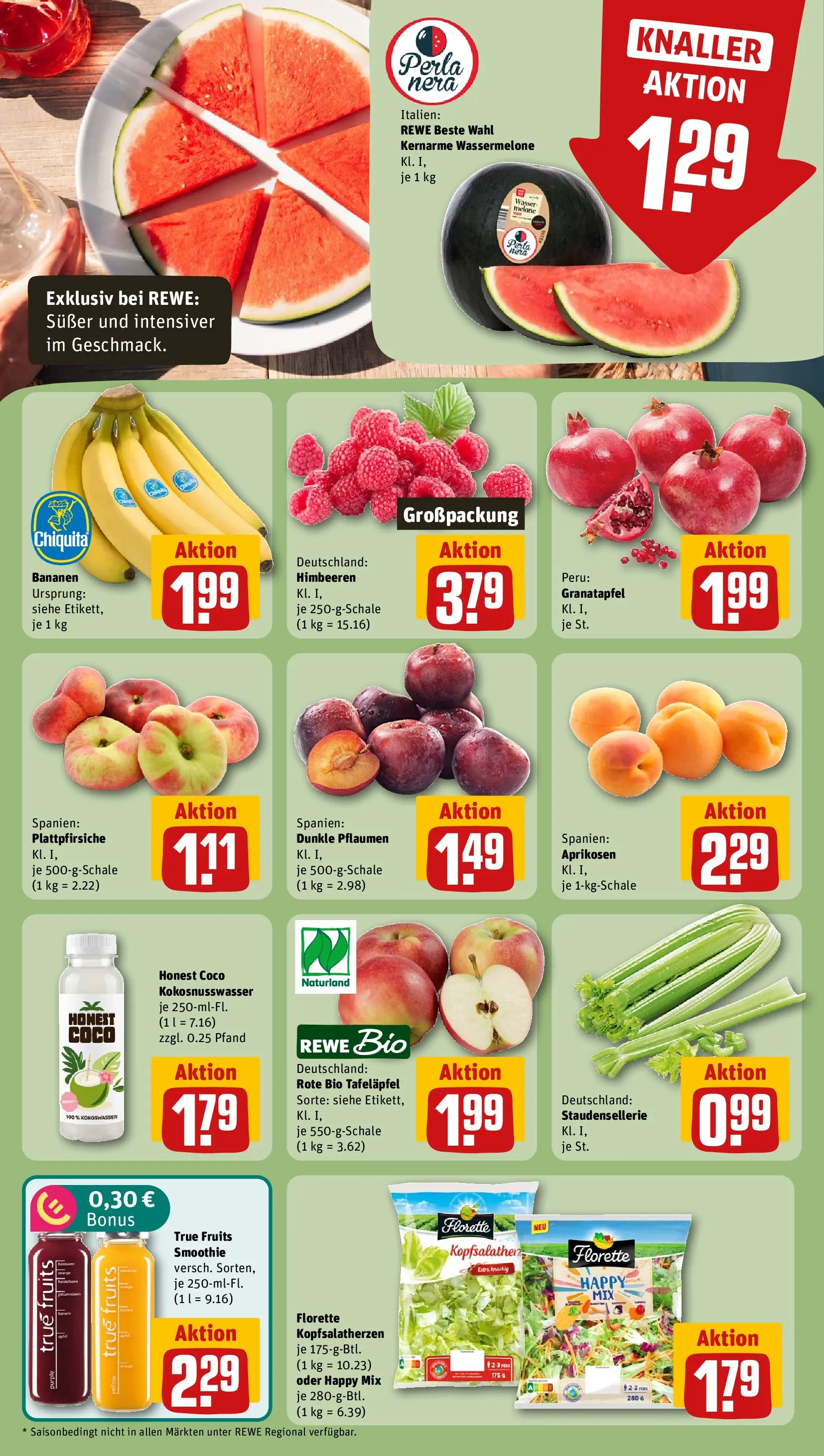 REWE Prospekt ab 05.07.2026 zum Blättern » Angebote | Seite: 6 | Produkte: Himbeeren, Granatapfel, Bananen, Melone