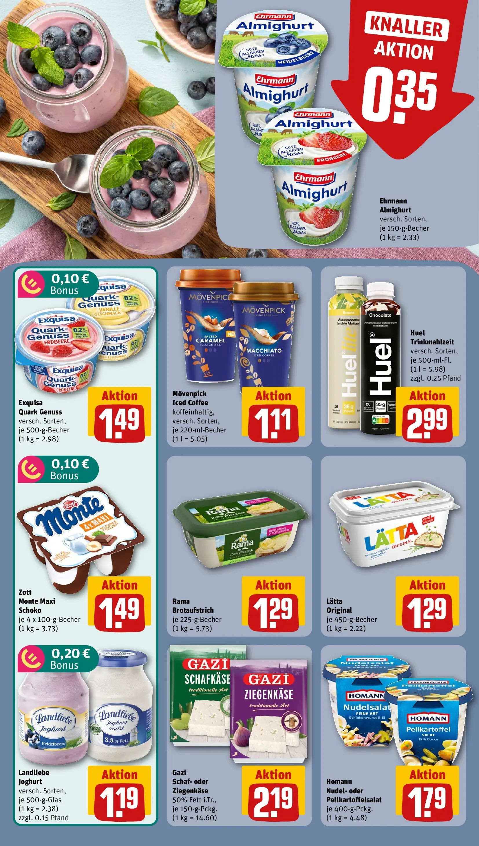 REWE Prospekt ab 05.07.2026 zum Blättern » Angebote | Seite: 19 | Produkte: Ehrmann almighurt, Exquisa, Lätta, Salat