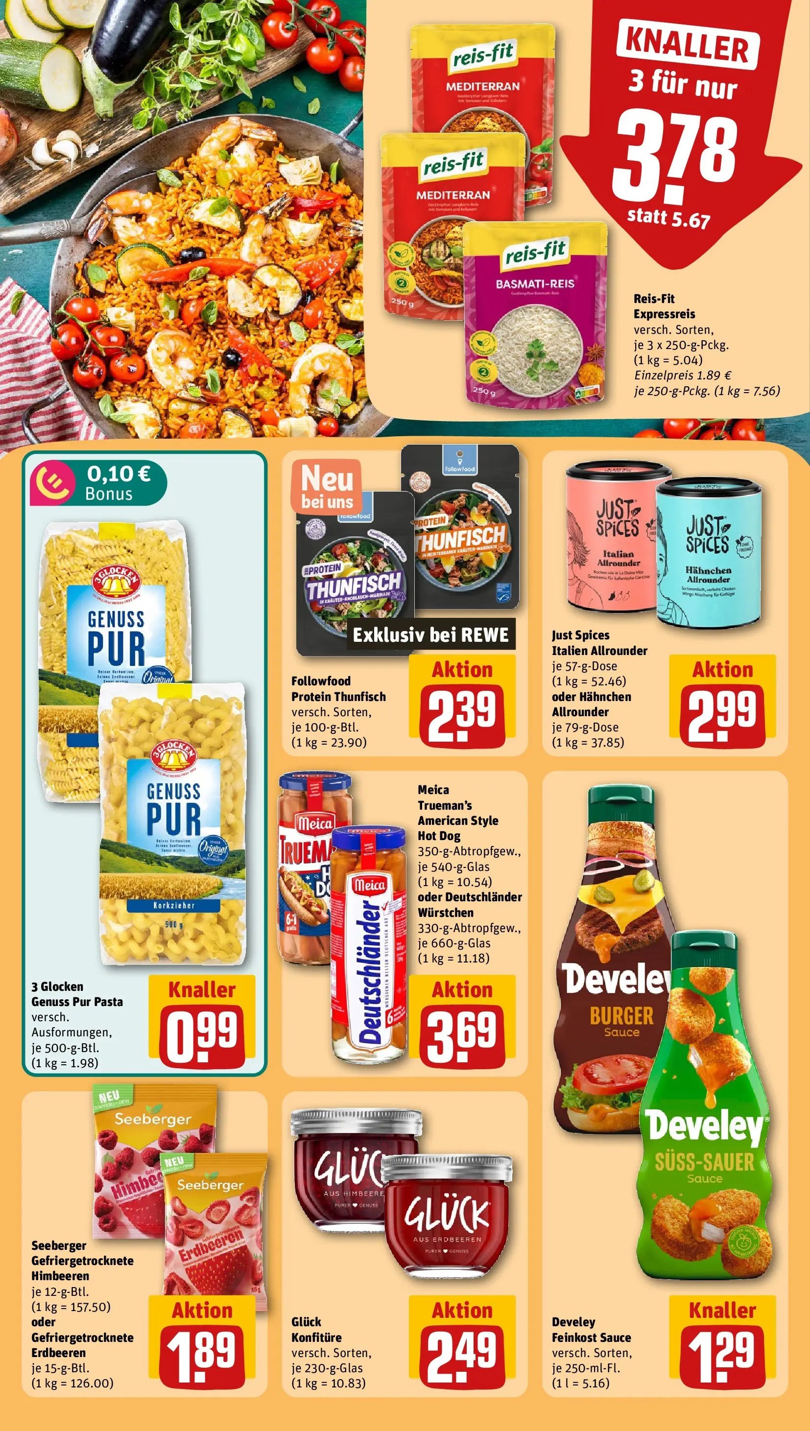 REWE Prospekt ab 05.07.2026 zum Blättern » Angebote | Seite: 24 | Produkte: Basmatireis, Thunfisch, Burger, Meica