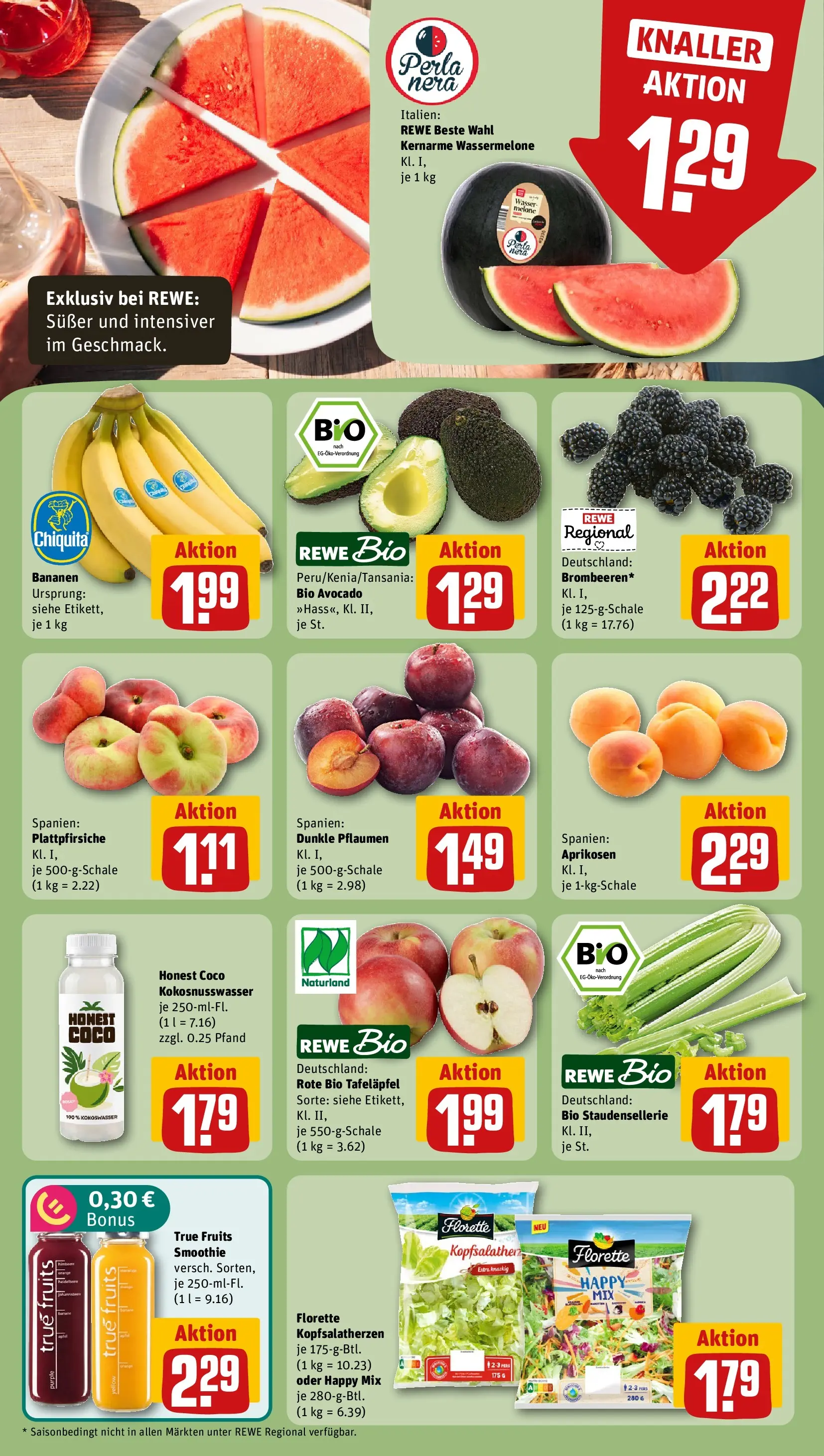 REWE Prospekt ab 05.07.2026 zum Blättern » Angebote | Seite: 6 | Produkte: Bananen, Avocado, Wasser, Melone