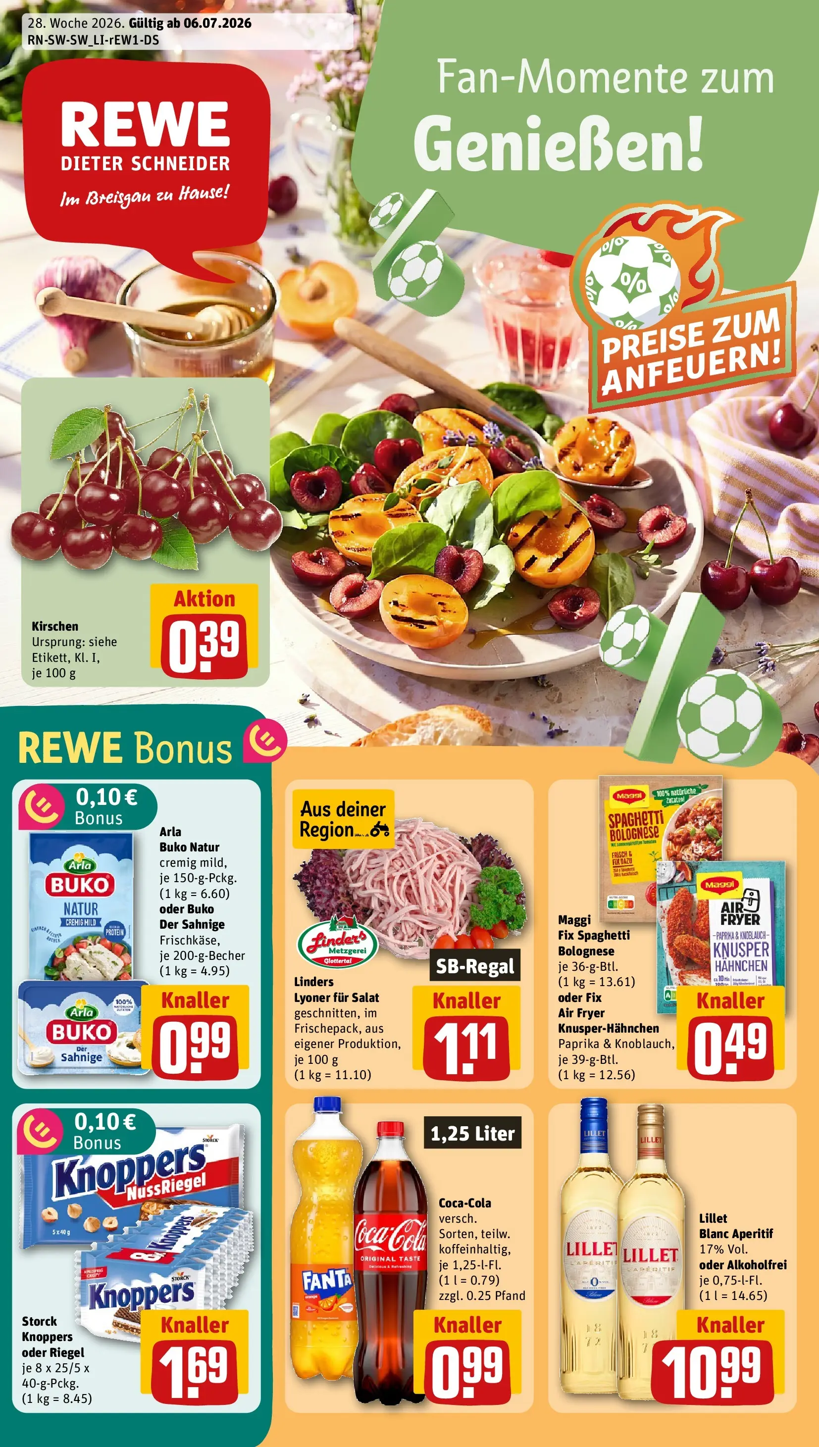 REWE Prospekt ab 05.07.2026 zum Blättern » Angebote | Seite: 1 | Produkte: Maggi, Kirschen, Paprika, Salat