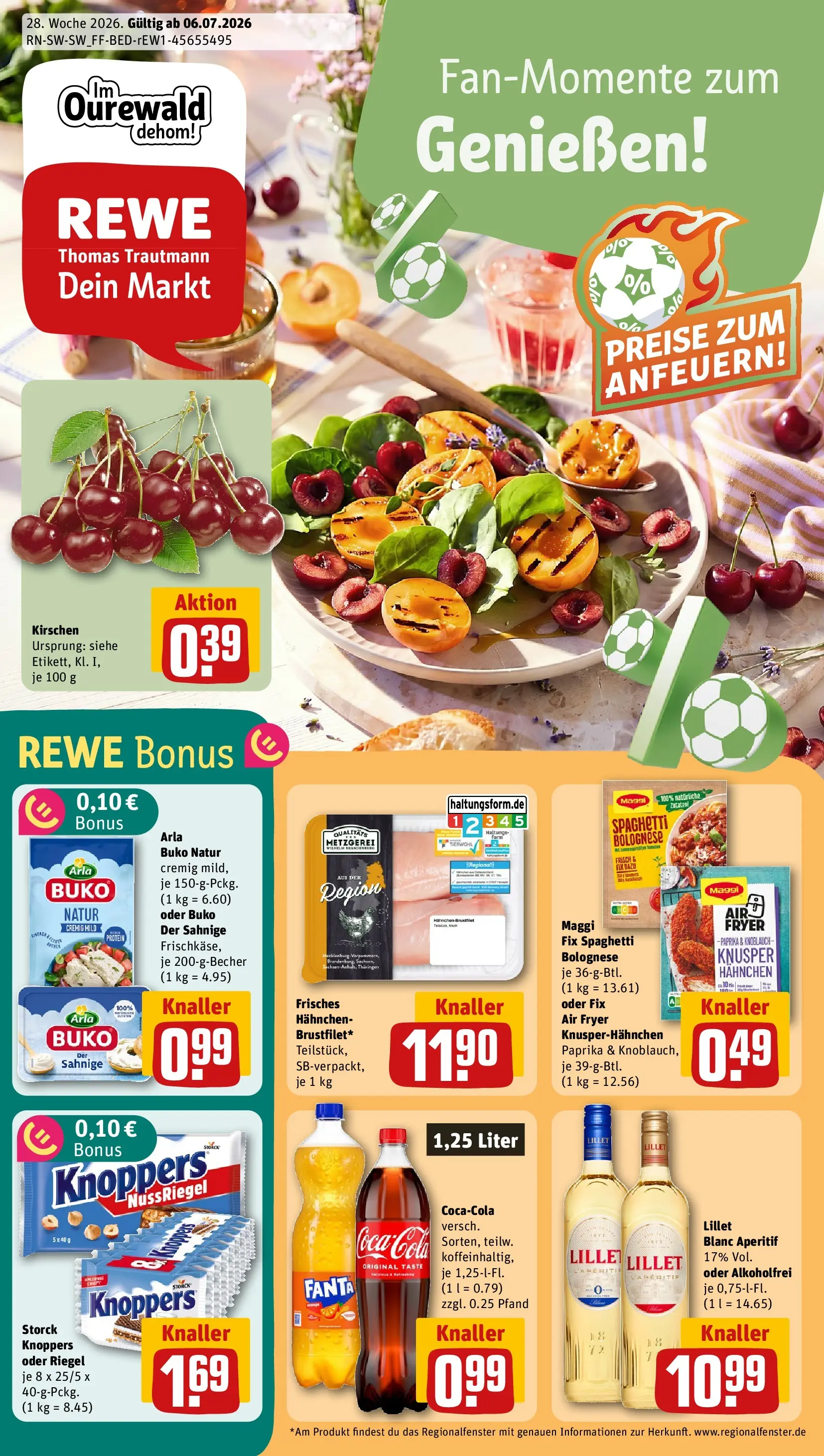 REWE Prospekt ab 05.07.2026 zum Blättern » Angebote | Seite: 1 | Produkte: Fanta, Lillet, Knoblauch, Knoppers