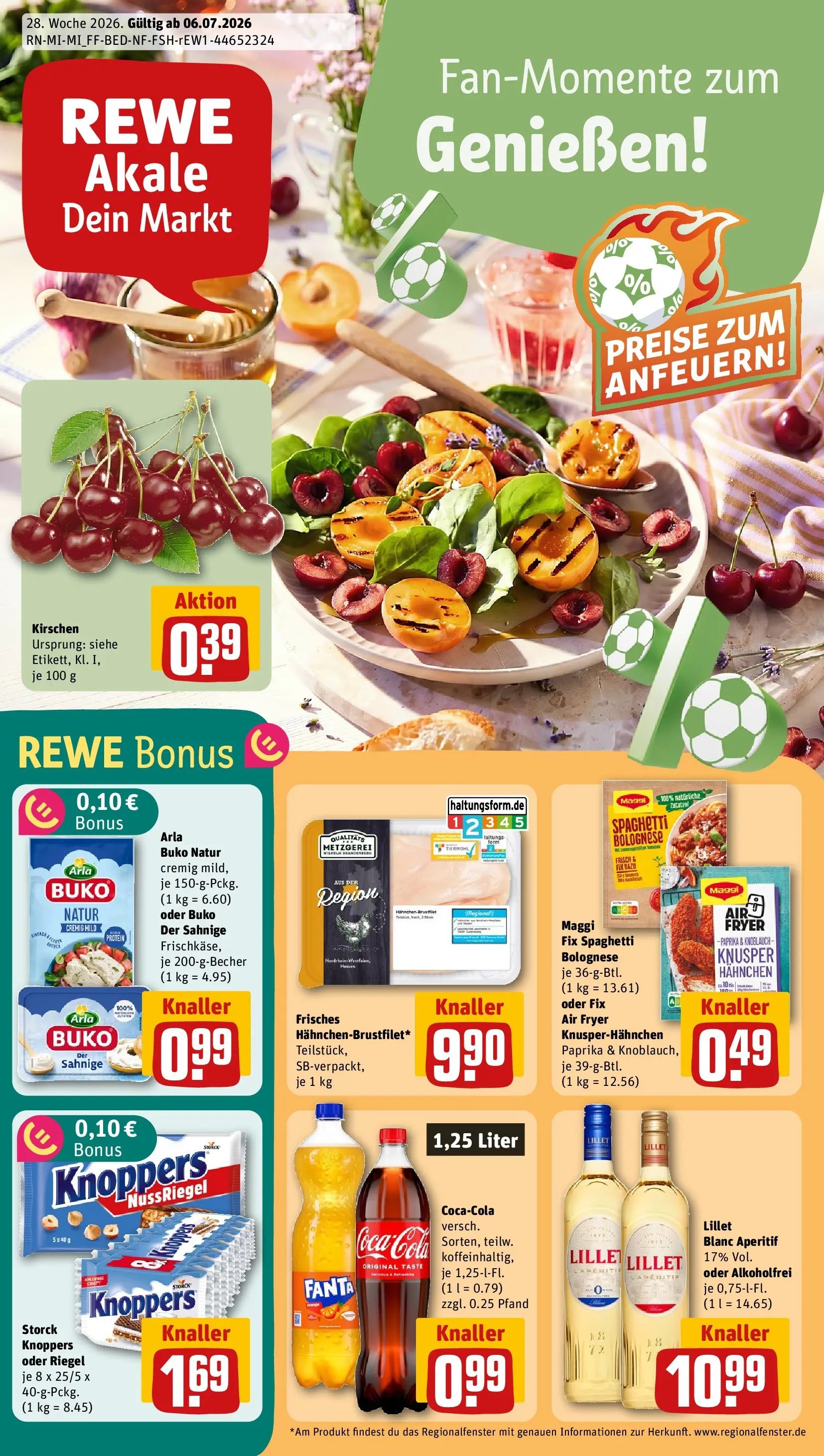 REWE Prospekt ab 05.07.2026 zum Blättern » Angebote | Seite: 1 | Produkte: Hahnchen, Maggi, Cola, Knoblauch