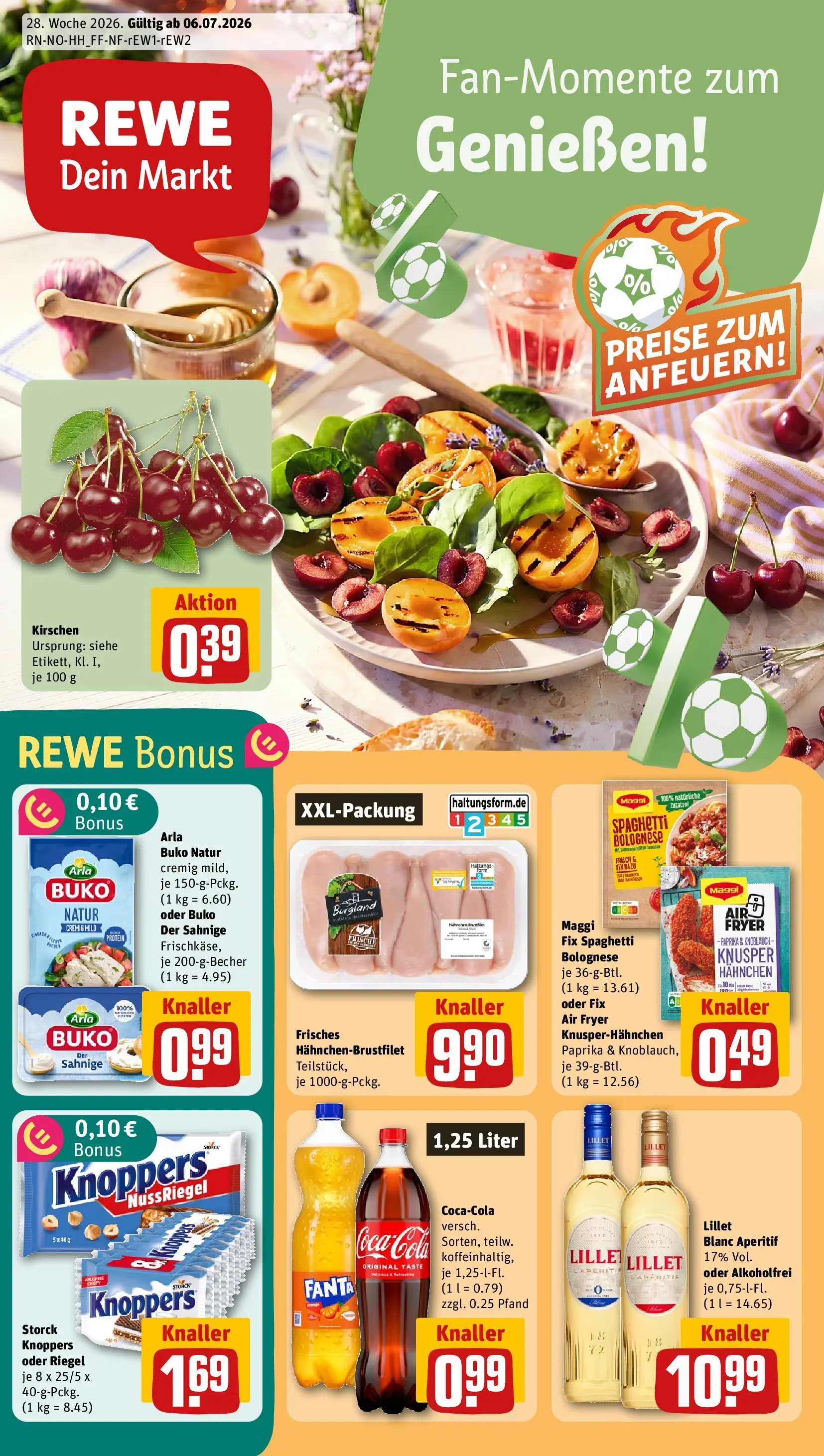 REWE Prospekt ab 05.07.2026 zum Blättern » Angebote | Seite: 1 | Produkte: Hahnchen, Maggi, Lillet, Paprika