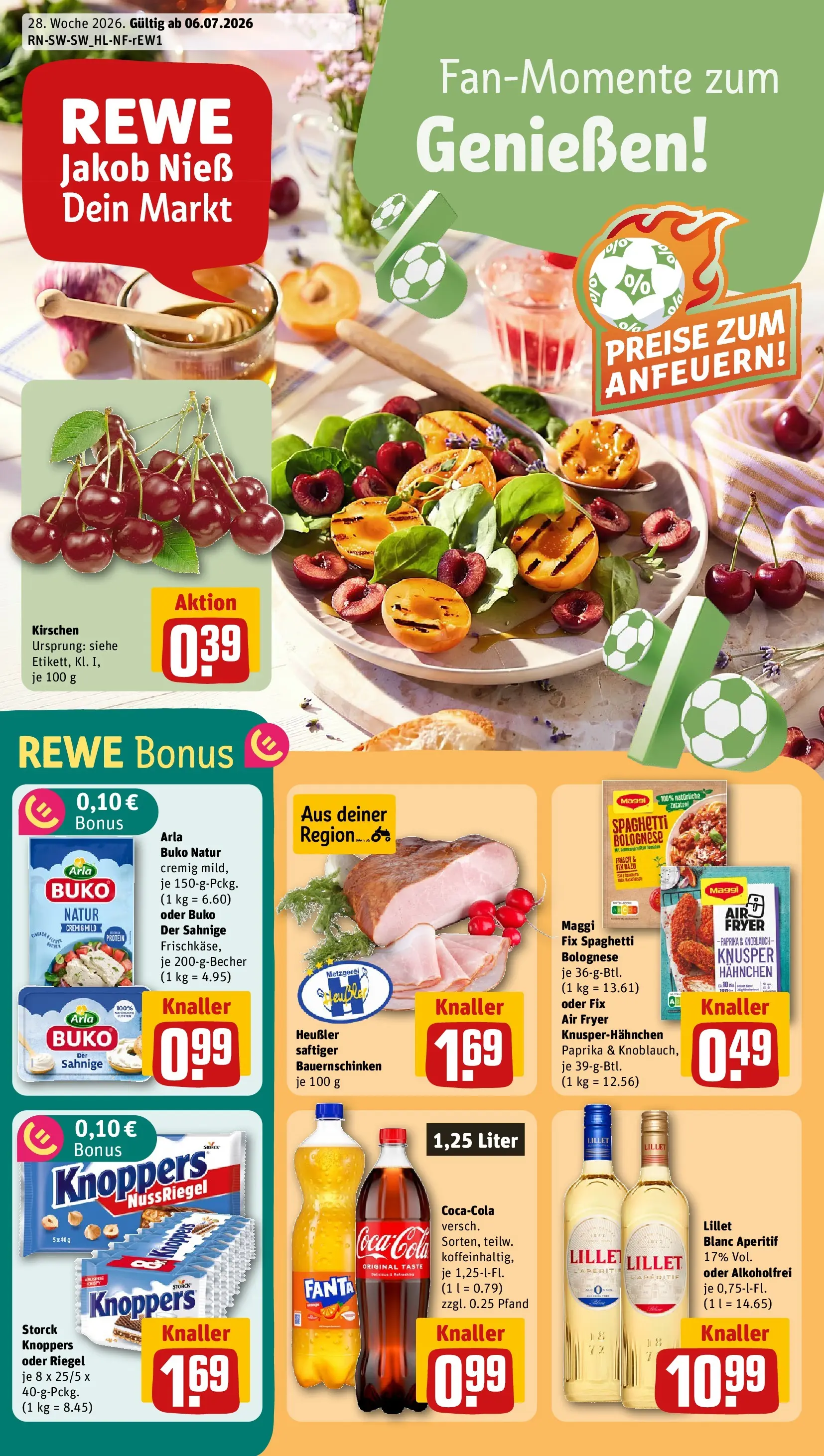 REWE Prospekt ab 05.07.2026 zum Blättern » Angebote | Seite: 1 | Produkte: Coca cola, Lillet, Kirschen, Knoppers