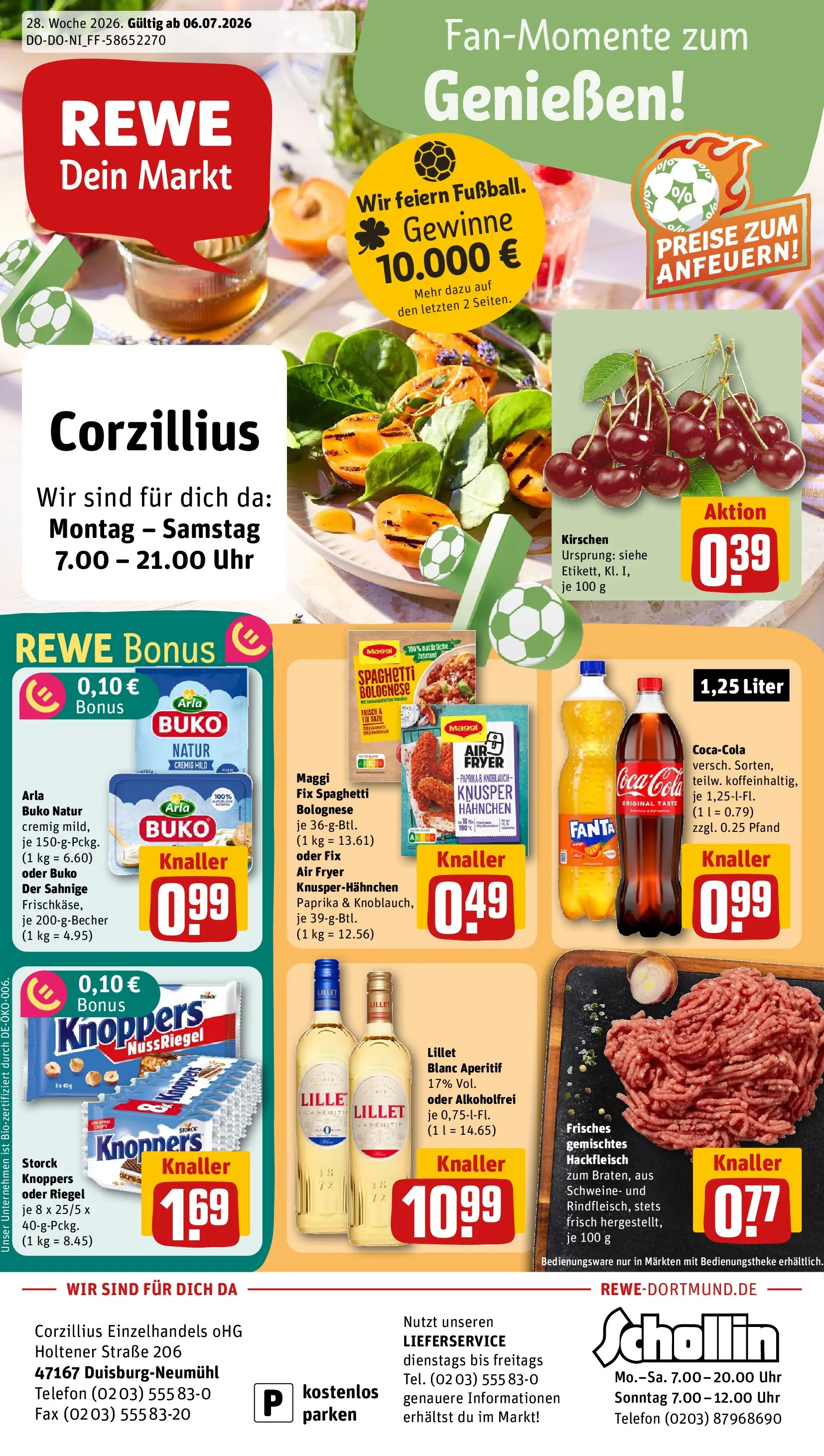 REWE Prospekt ab 05.07.2026 zum Blättern » Angebote | Seite: 1 | Produkte: Arla buko, Knoblauch, Telefon, Hackfleisch