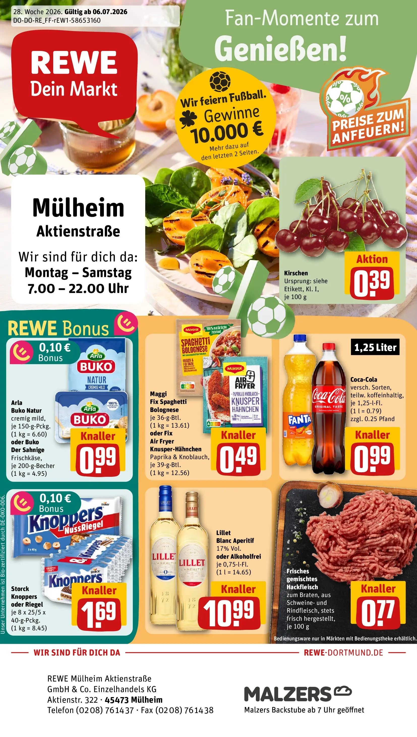 REWE Prospekt ab 05.07.2026 zum Blättern » Angebote | Seite: 1 | Produkte: Fanta, Knoppers, Telefon, Hackfleisch