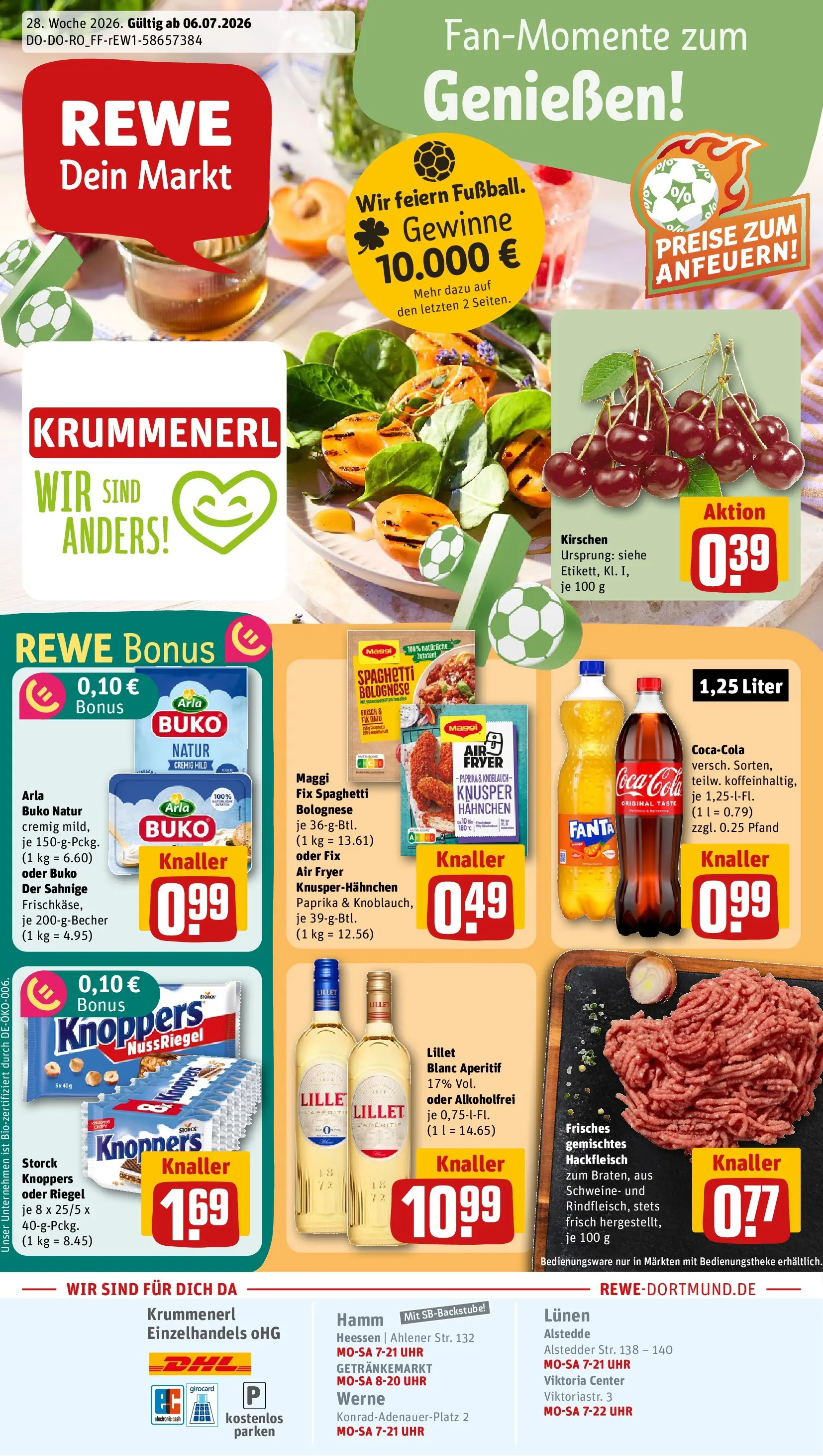 REWE Prospekt ab 05.07.2026 zum Blättern » Angebote | Seite: 1 | Produkte: Cola, Paprika, Uhr, Hackfleisch