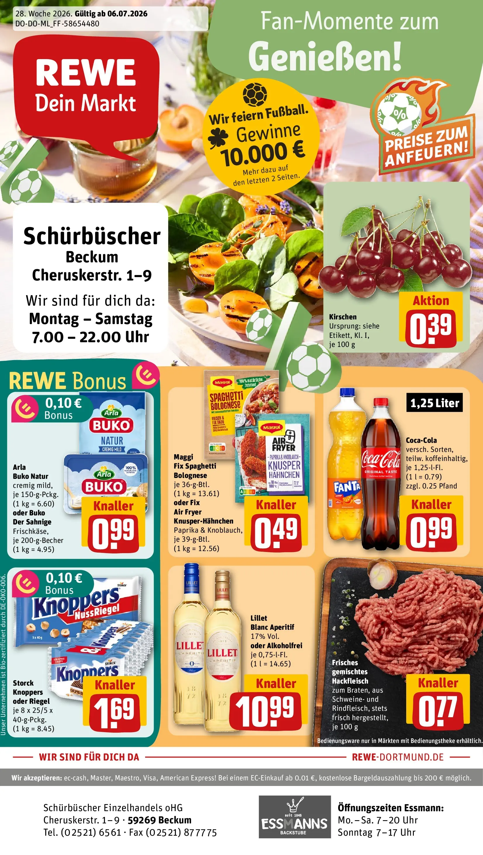 REWE Prospekt ab 05.07.2026 zum Blättern » Angebote | Seite: 1 | Produkte: Fanta, Lillet, Paprika, Hackfleisch