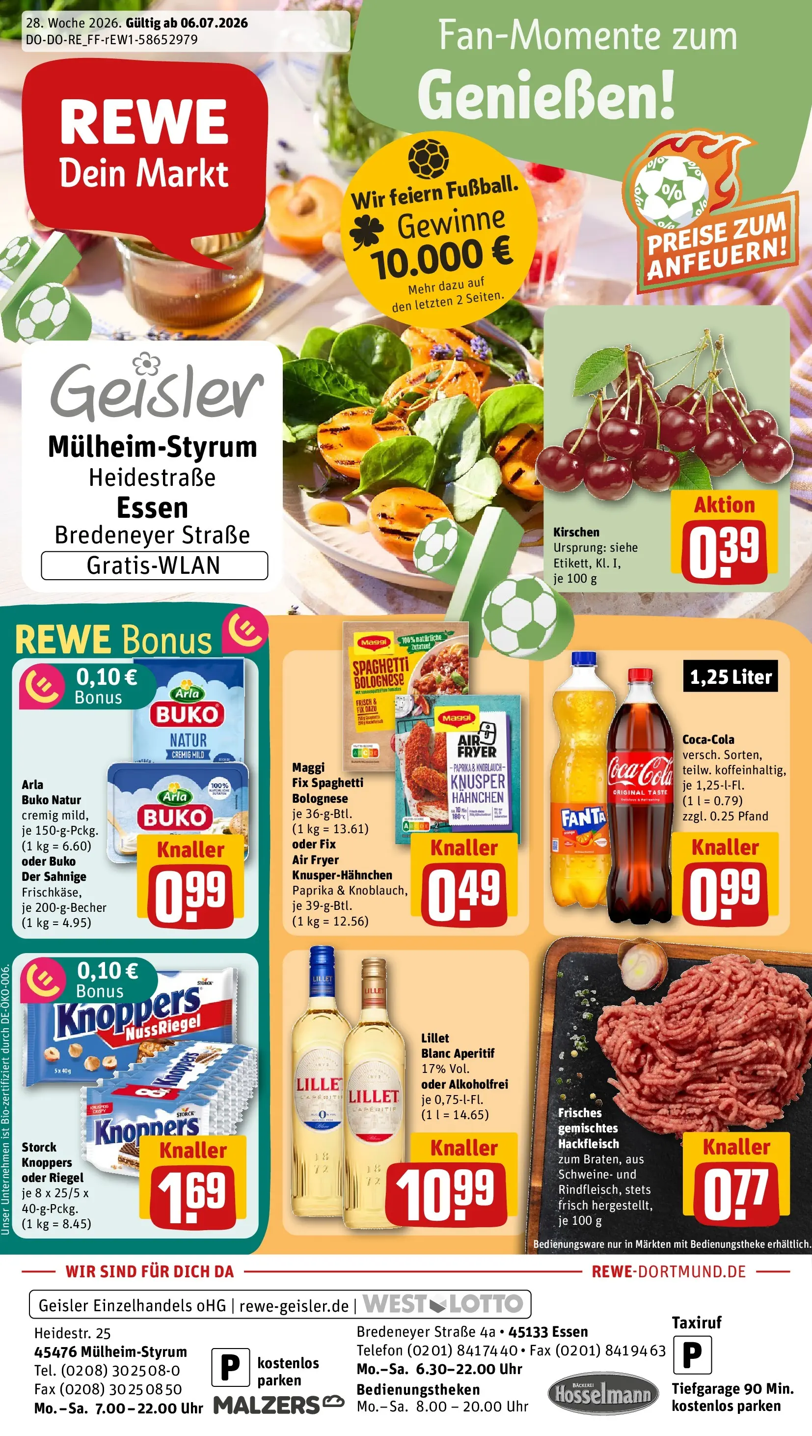 REWE Prospekt ab 06.07.2026 zum Blättern » Angebote | Seite: 1 | Produkte: Fanta, Maggi, Lillet, Kirschen