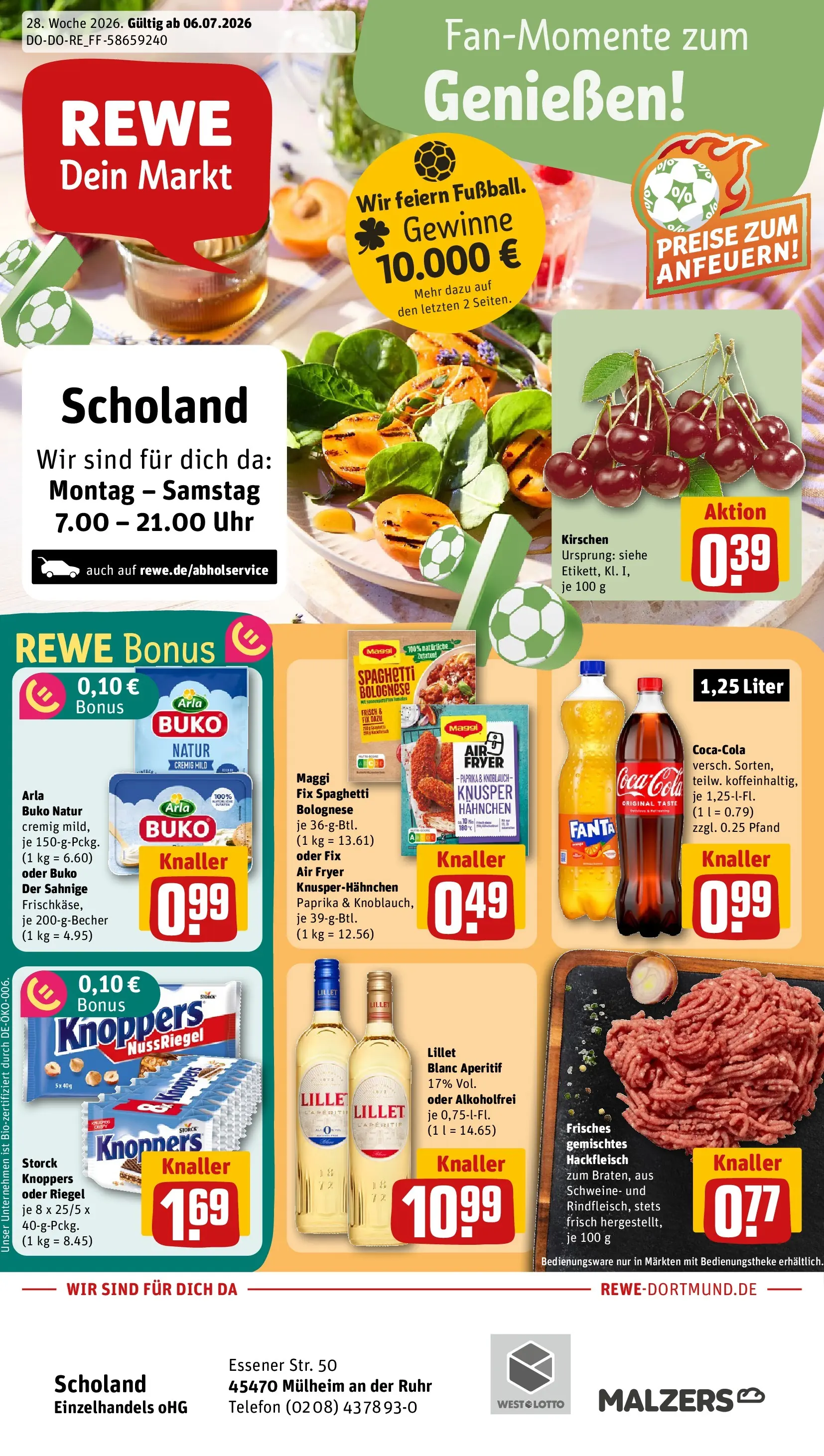 REWE Prospekt ab 06.07.2026 zum Blättern » Angebote | Seite: 1 | Produkte: Hahnchen, Maggi, Paprika, Uhr