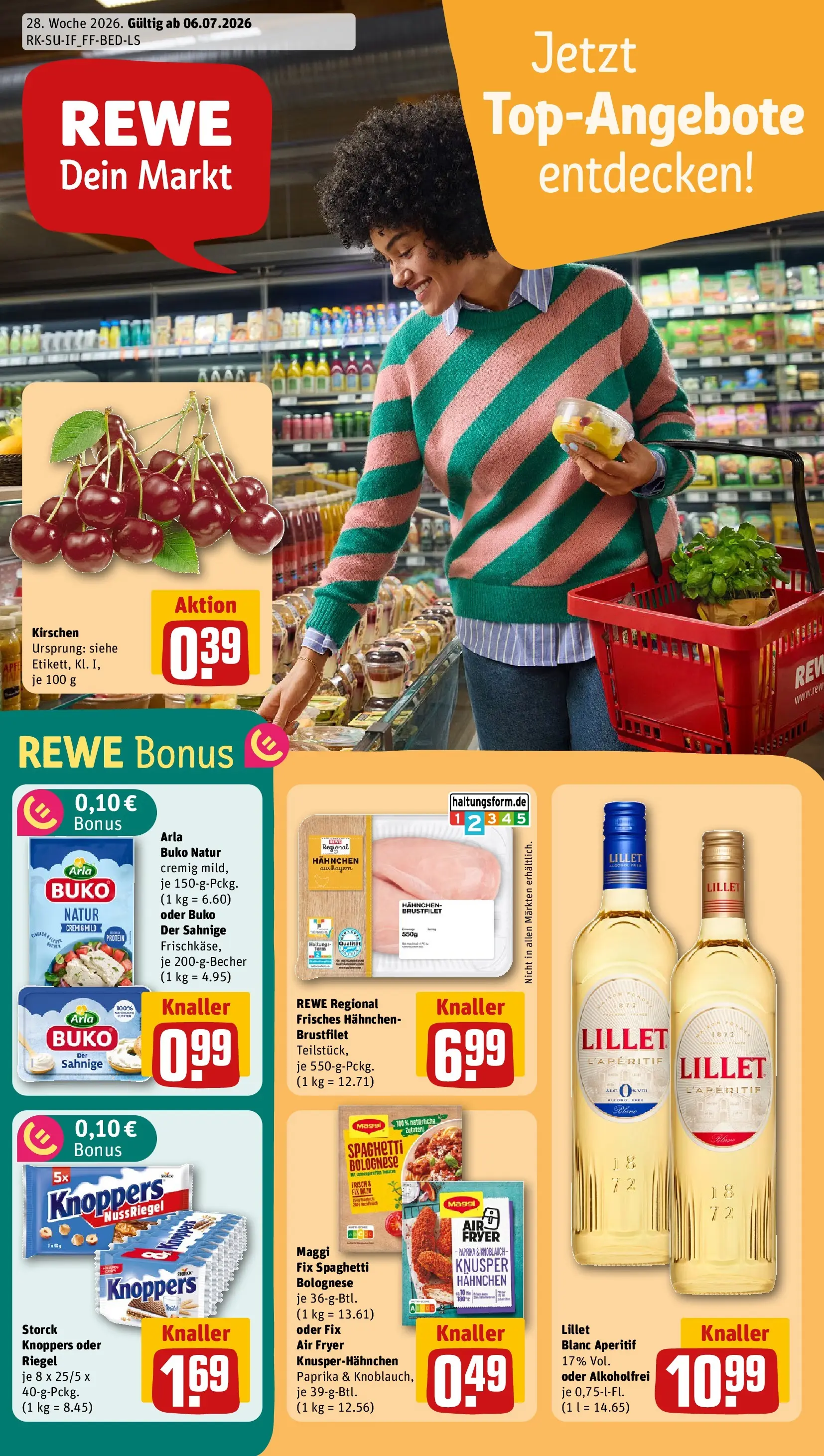 REWE Prospekt ab 06.07.2026 zum Blättern » Angebote | Seite: 1 | Produkte: Lillet, Paprika, Arla buko, Knoblauch