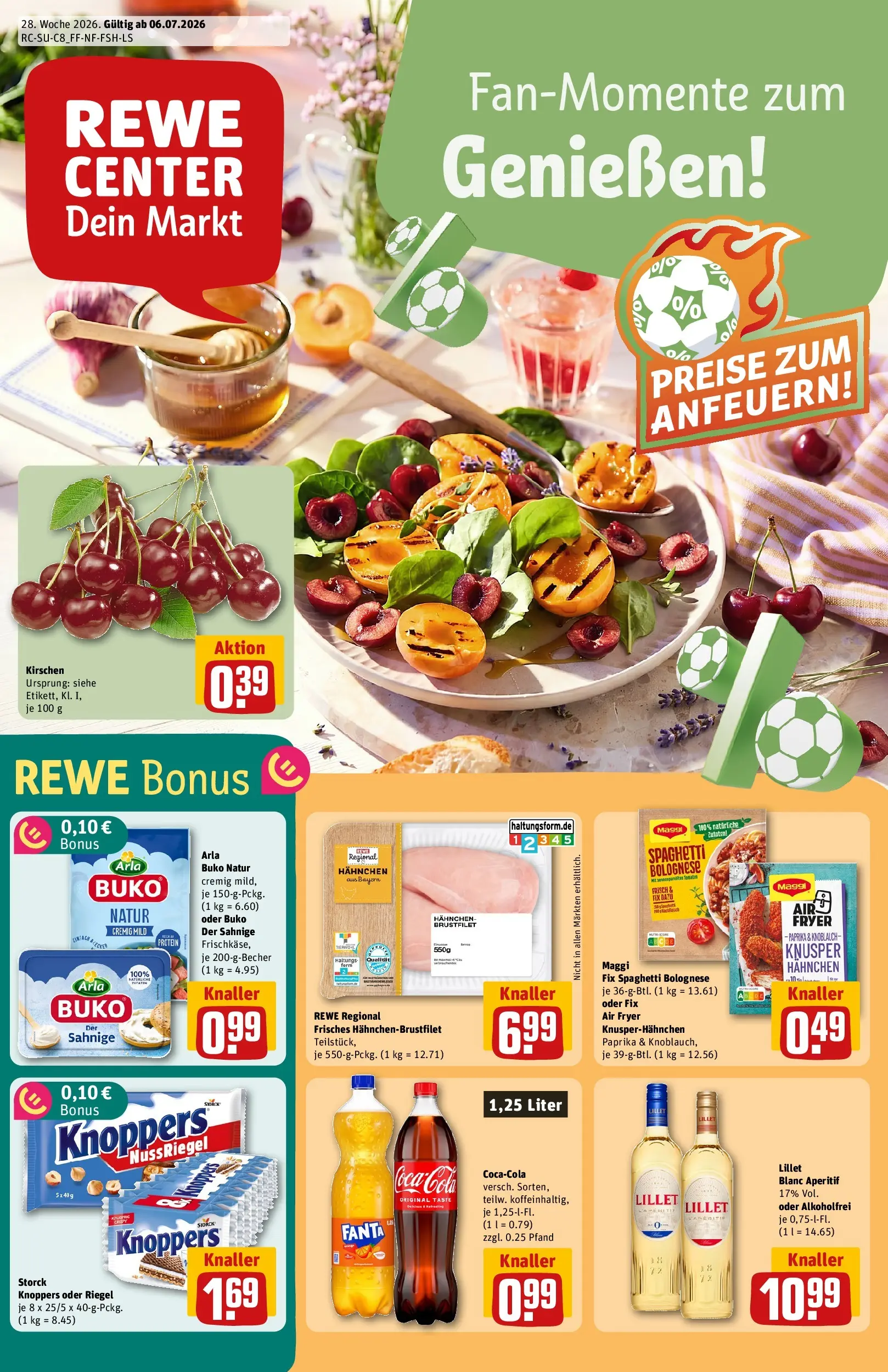 REWE Prospekt ab 06.07.2026 zum Blättern » Angebote | Seite: 1 | Produkte: Cola, Lillet, Paprika, Knoppers