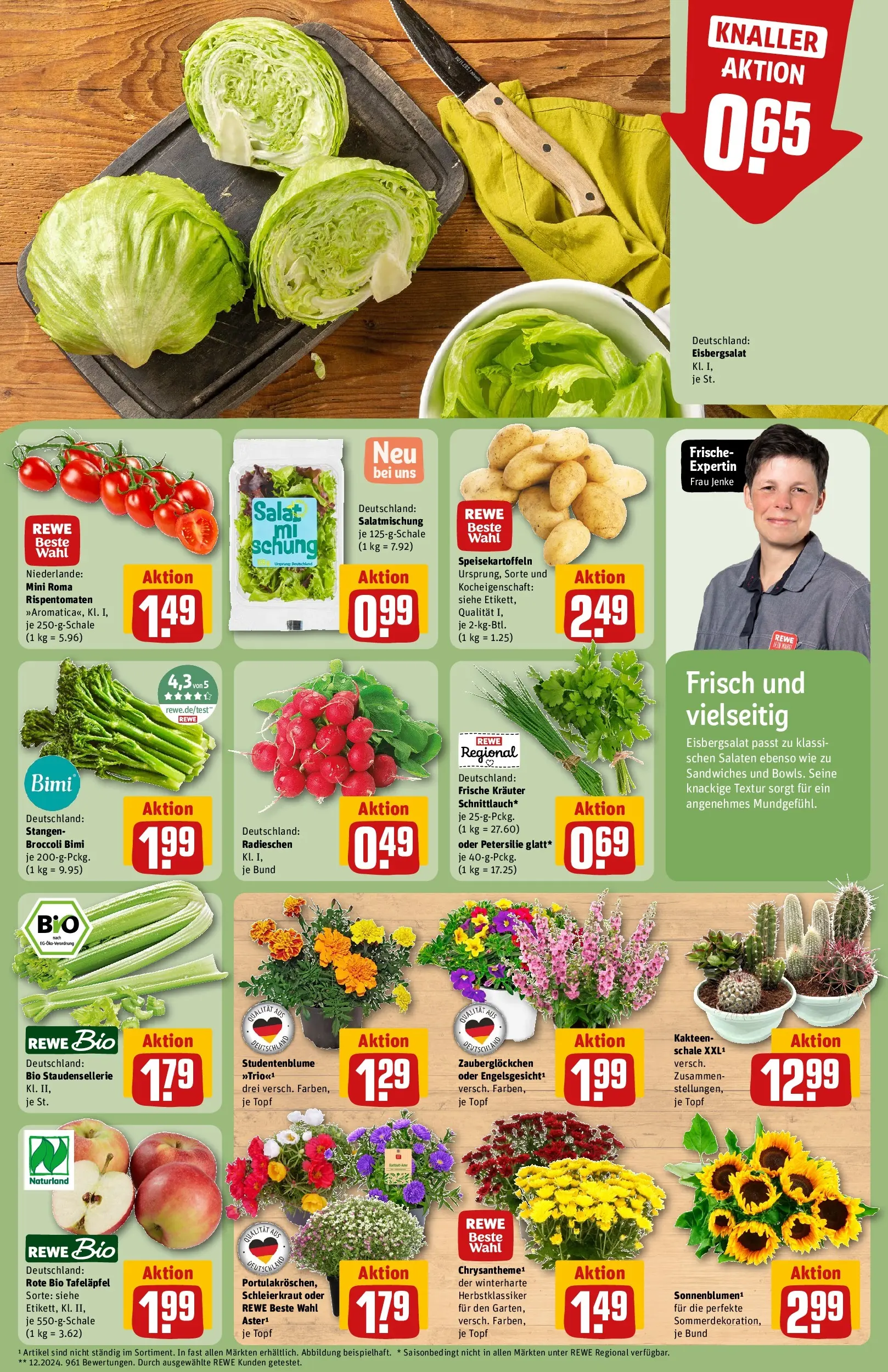 REWE Prospekt ab 06.07.2026 zum Blättern » Angebote | Seite: 9 | Produkte: Eisbergsalat, Kraut, Petersilie, Salat