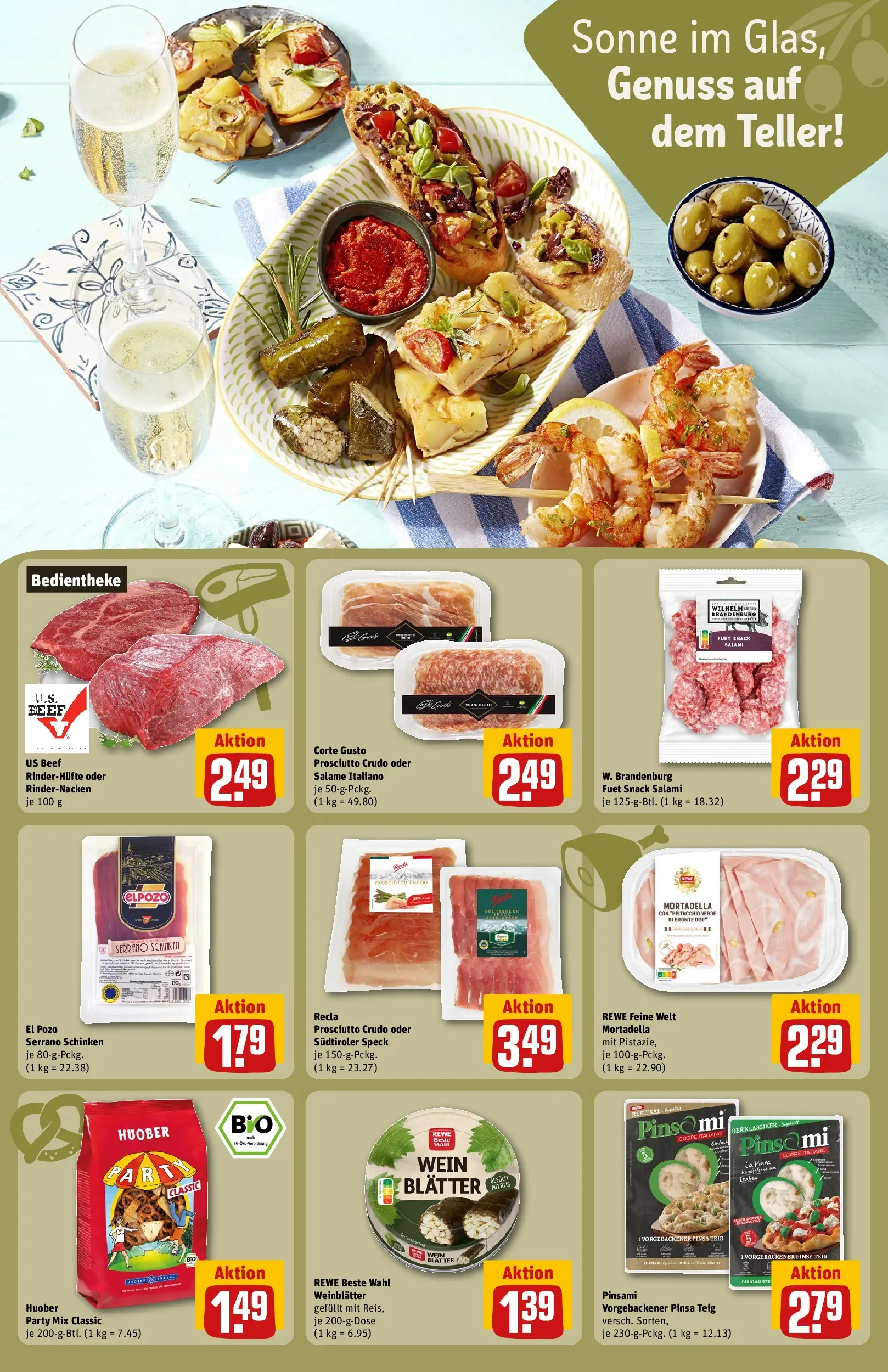 REWE Prospekt ab 06.07.2026 zum Blättern » Angebote | Seite: 23 | Produkte: Salami, Serrano schinken, Schinken, Wein