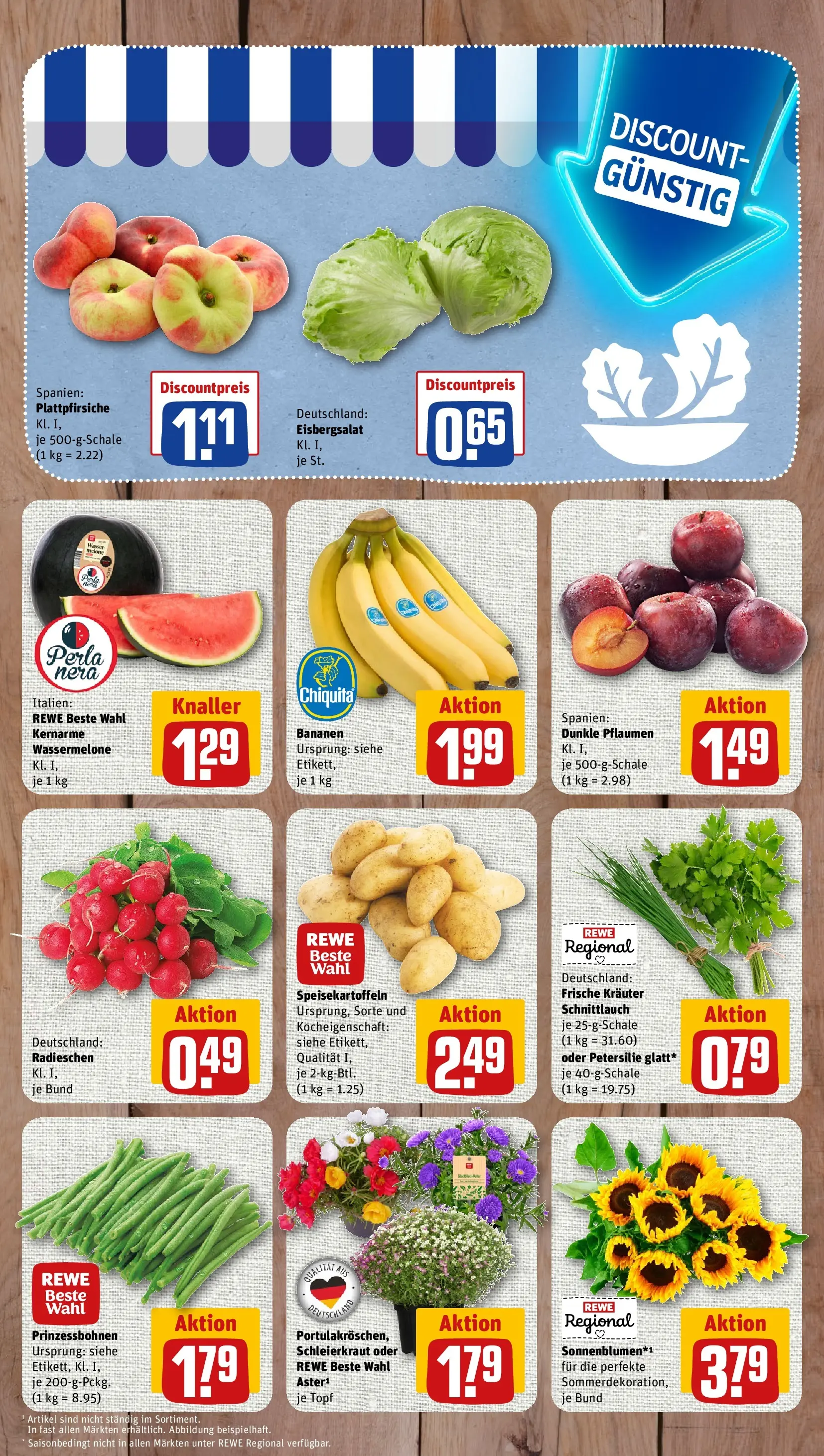 REWE Prospekt ab 06.07.2026 zum Blättern » Angebote | Seite: 3 | Produkte: Pflaumen, Eisbergsalat, Wassermelone, Petersilie