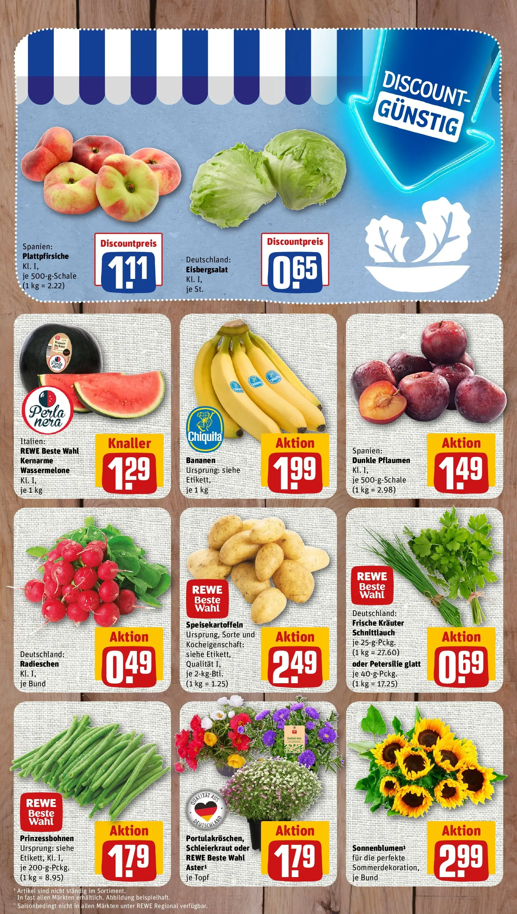 REWE Prospekt ab 06.07.2026 zum Blättern » Angebote | Seite: 3 | Produkte: Pflaumen, Eisbergsalat, Wassermelone, Petersilie