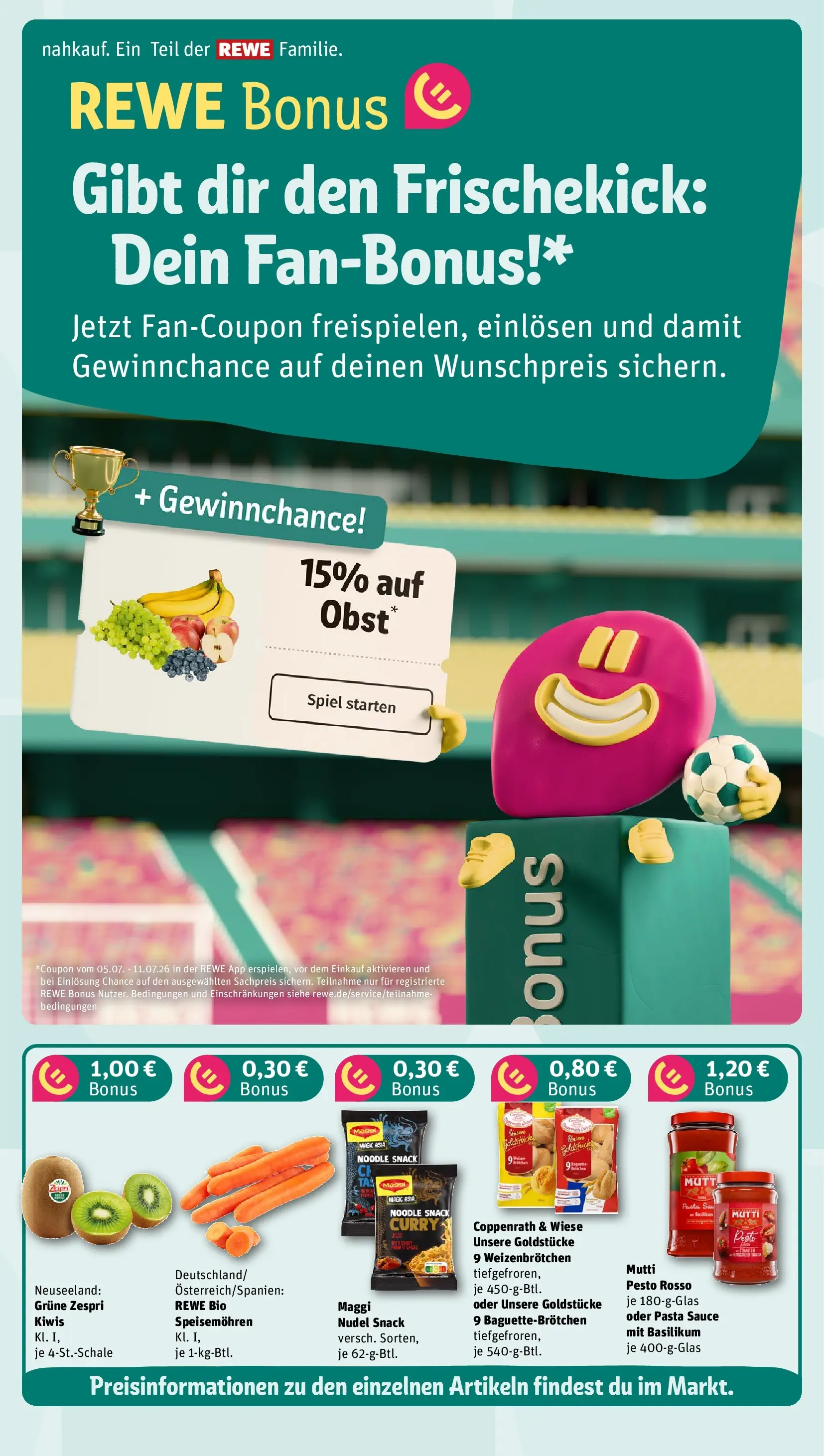 REWE Prospekt ab 06.07.2026 zum Blättern » Angebote | Seite: 4 | Produkte: Spiel, Maggi, Pasta