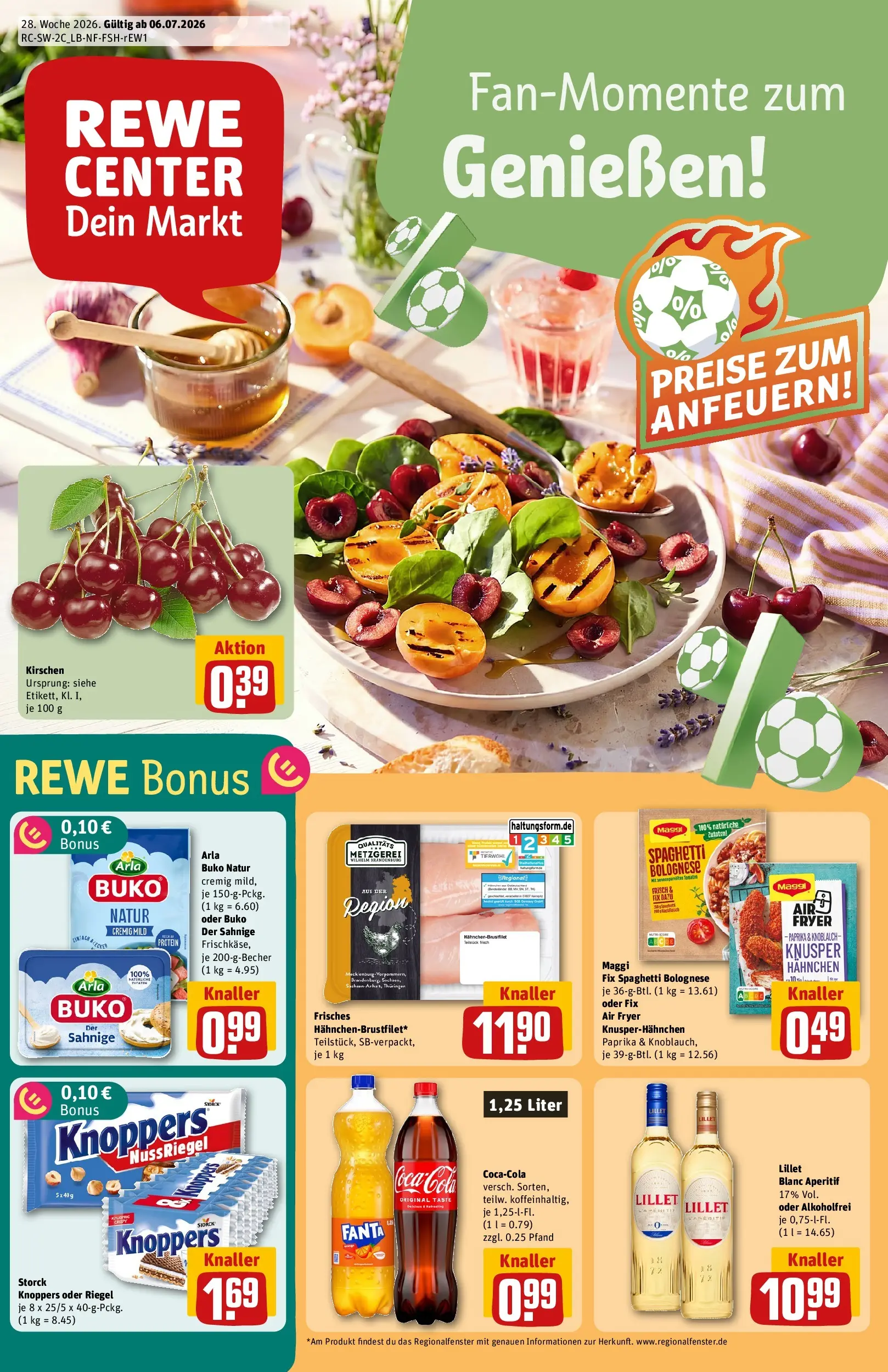 REWE Prospekt ab 06.07.2026 zum Blättern » Angebote | Seite: 1 | Produkte: Hahnchen, Fanta, Lillet, Paprika