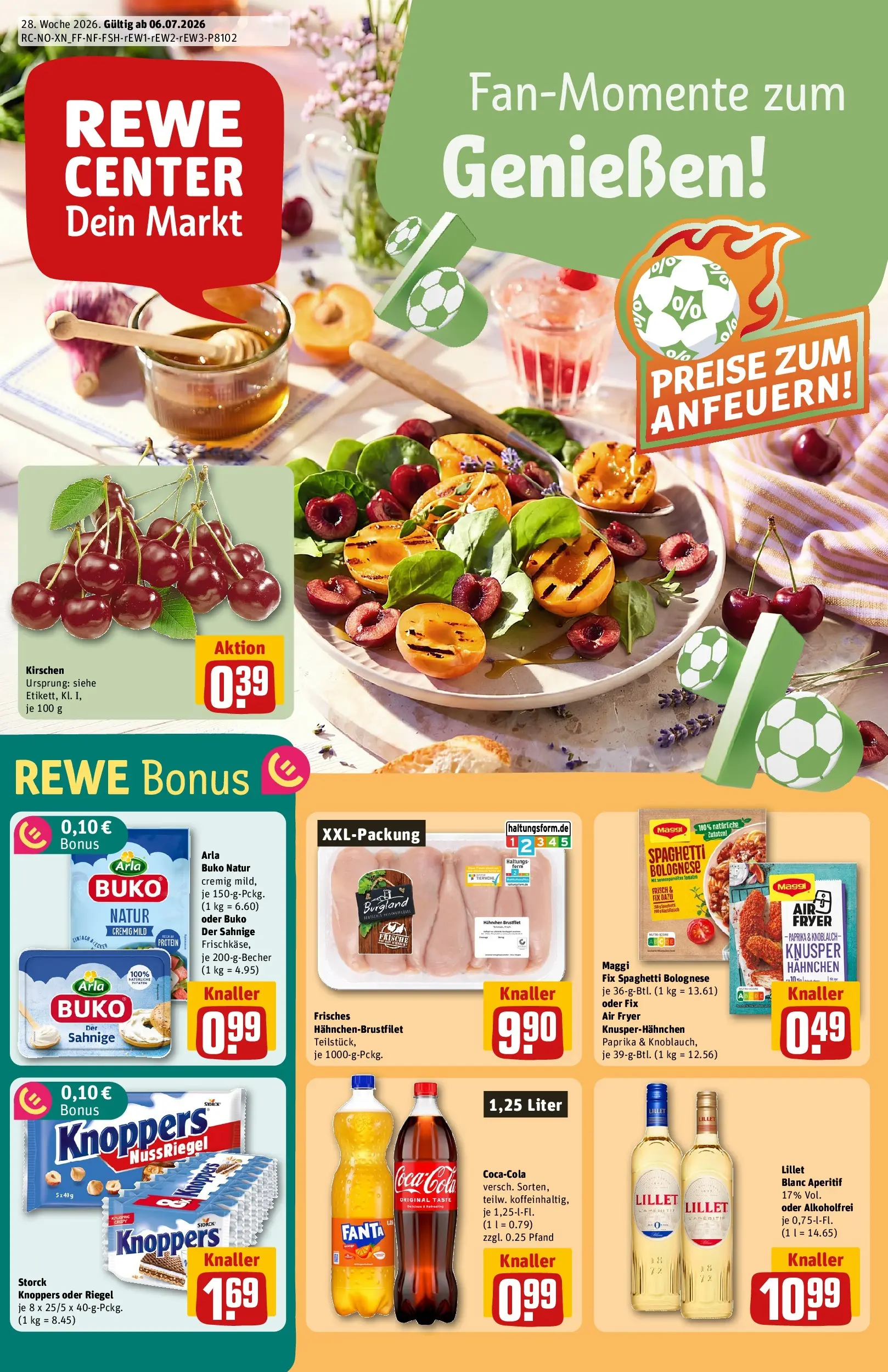 REWE Prospekt ab 06.07.2026 zum Blättern » Angebote | Seite: 1 | Produkte: Hahnchen, Coca cola, Knoblauch, Knoppers