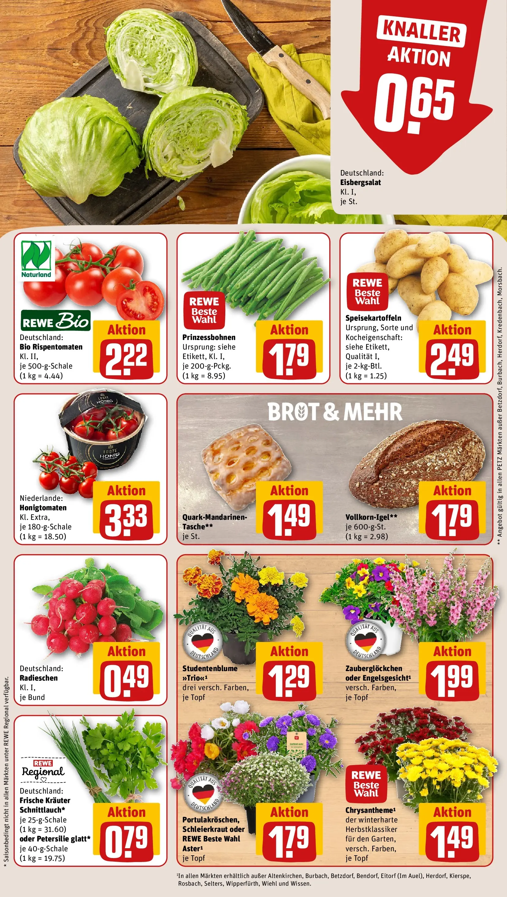 REWE Prospekt ab 06.07.2026 zum Blättern » Angebote | Seite: 9 | Produkte: Tasche, Eisbergsalat, Petersilie, Brot