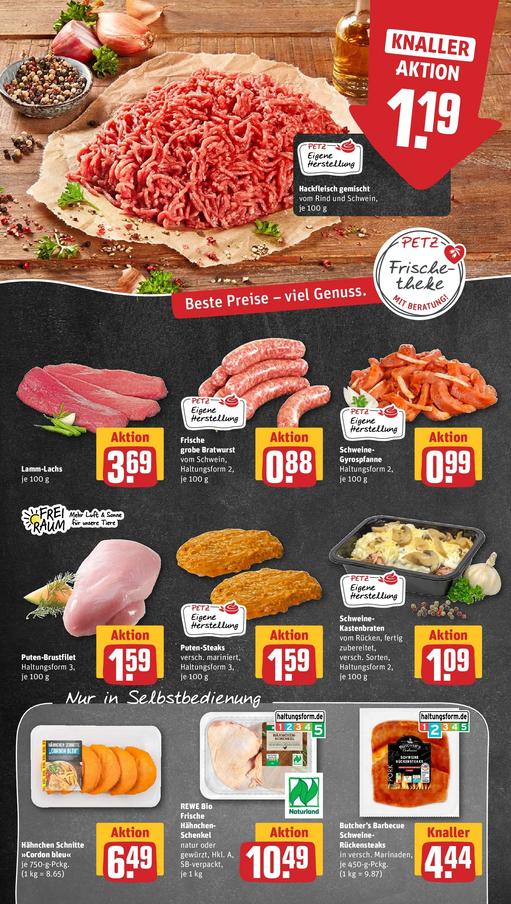 REWE Prospekt ab 06.07.2026 zum Blättern » Angebote | Seite: 10 | Produkte: Hahnchen, Bratwurst, Hackfleisch