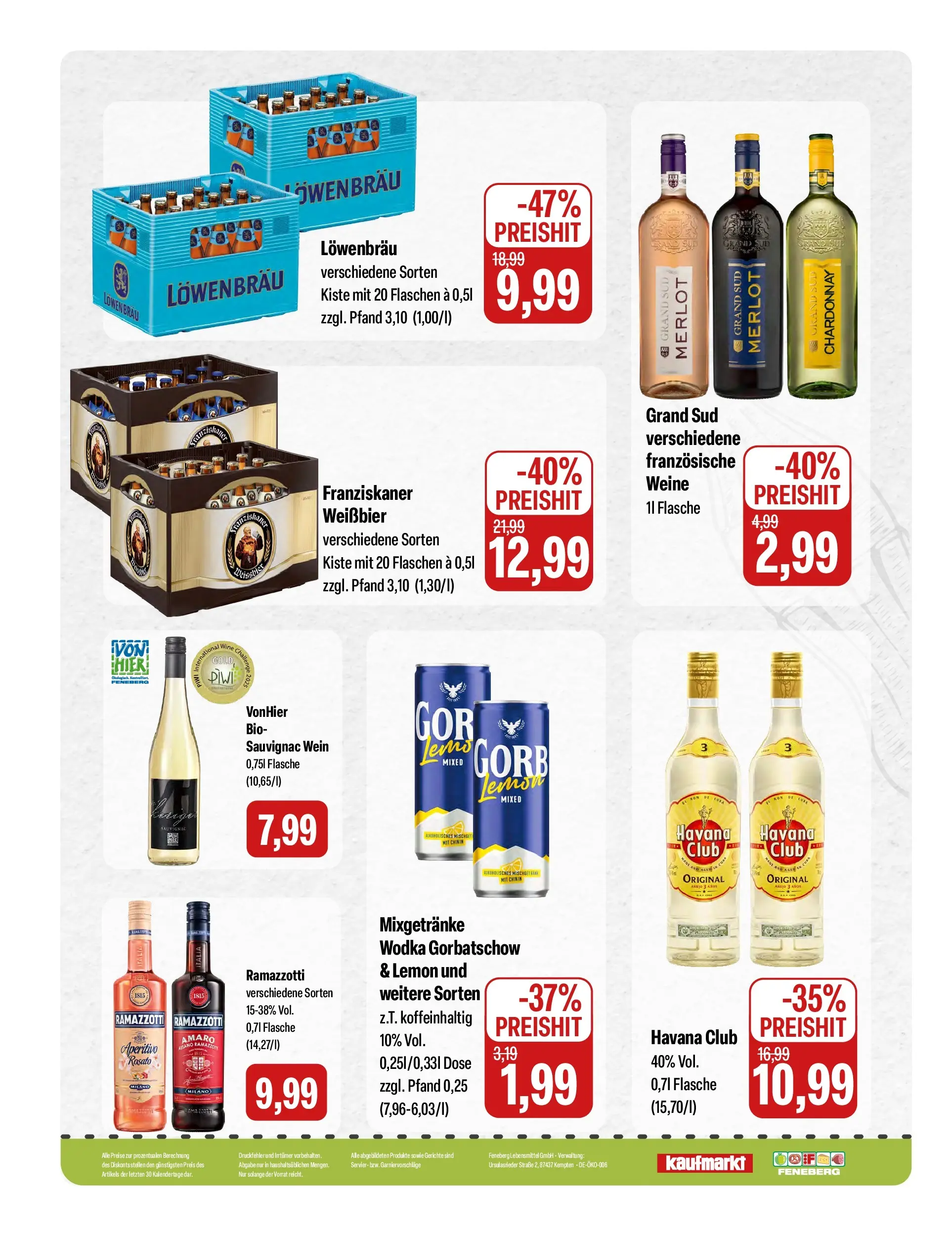 Feneberg Angebote (ab 08.07.2026) zum Blättern | Seite: 16 | Produkte: Havana club, Franziskaner, Grand sud, Wodka gorbatschow