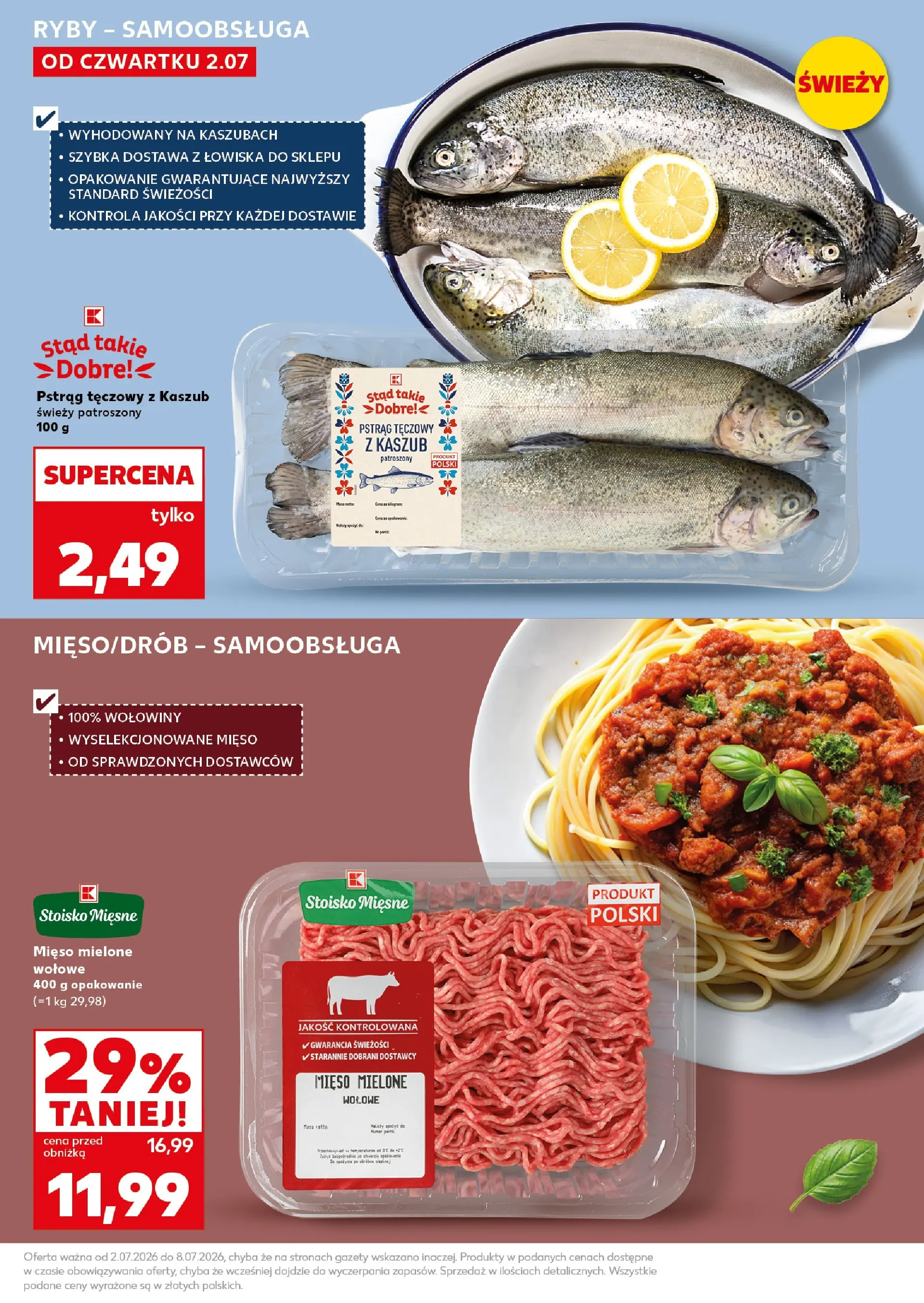 Kaufland gazetka - Super Sobota od 04.07.2026 - od jutra PDF | Strona: 19 | Produkty: Pstrąg tęczowy, Mięso mielone wołowe, Mięso mielone, Pstrąg
