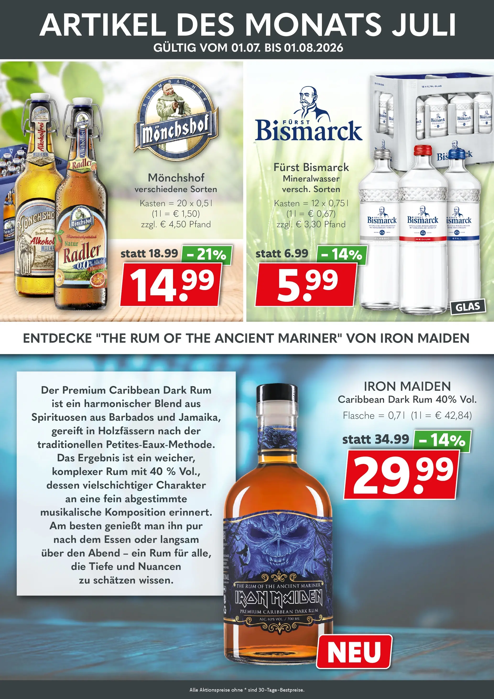 Getränkeland Getränkeangebote (ab 06.07.2026) zum Blättern | Seite: 5 | Produkte: Monchshof, Rum, Mineralwasser, Radler