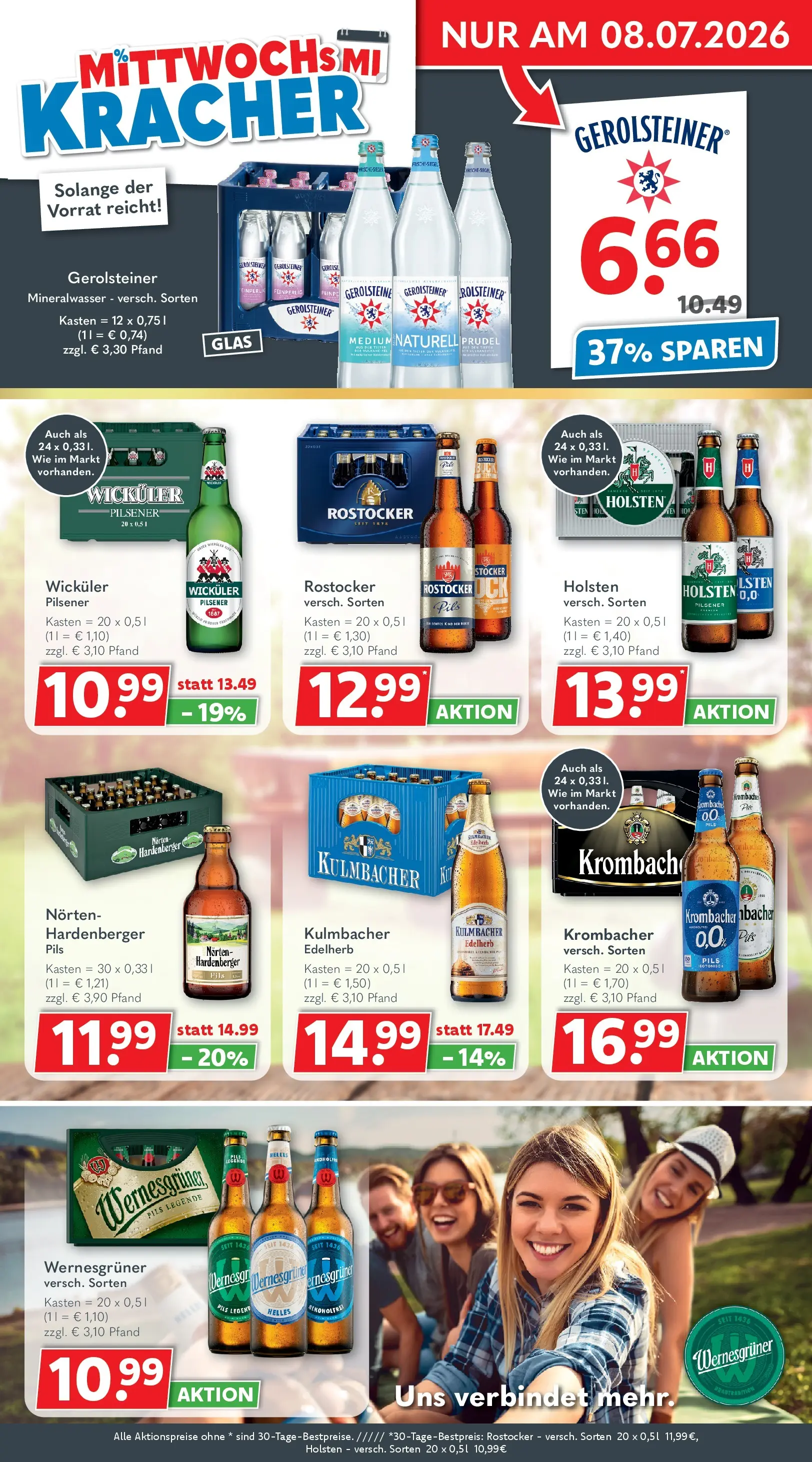 Getränkeland Prospekt Neustrelitz (ab 06.07.2026) zum Blättern | Seite: 2 | Produkte: Wernesgruner, Holsten, Mineralwasser, Gerolsteiner