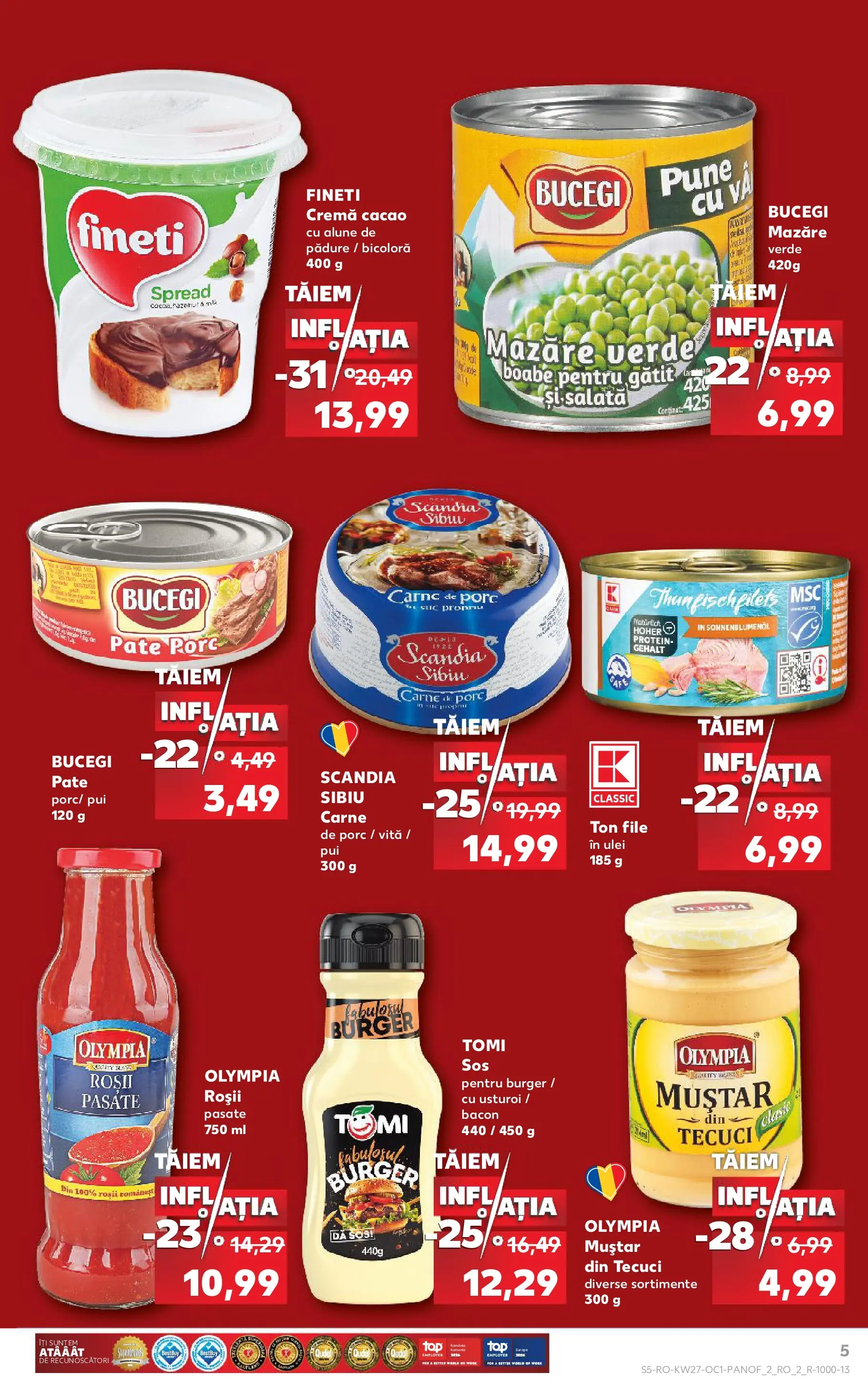 Kaufland Focșani 01.07.2026 - Revista si Oferta | Pagină: 5 | Produse: Mazăre, Hacıyatmaz Kedi Oyuncağı, Bacon, Alune