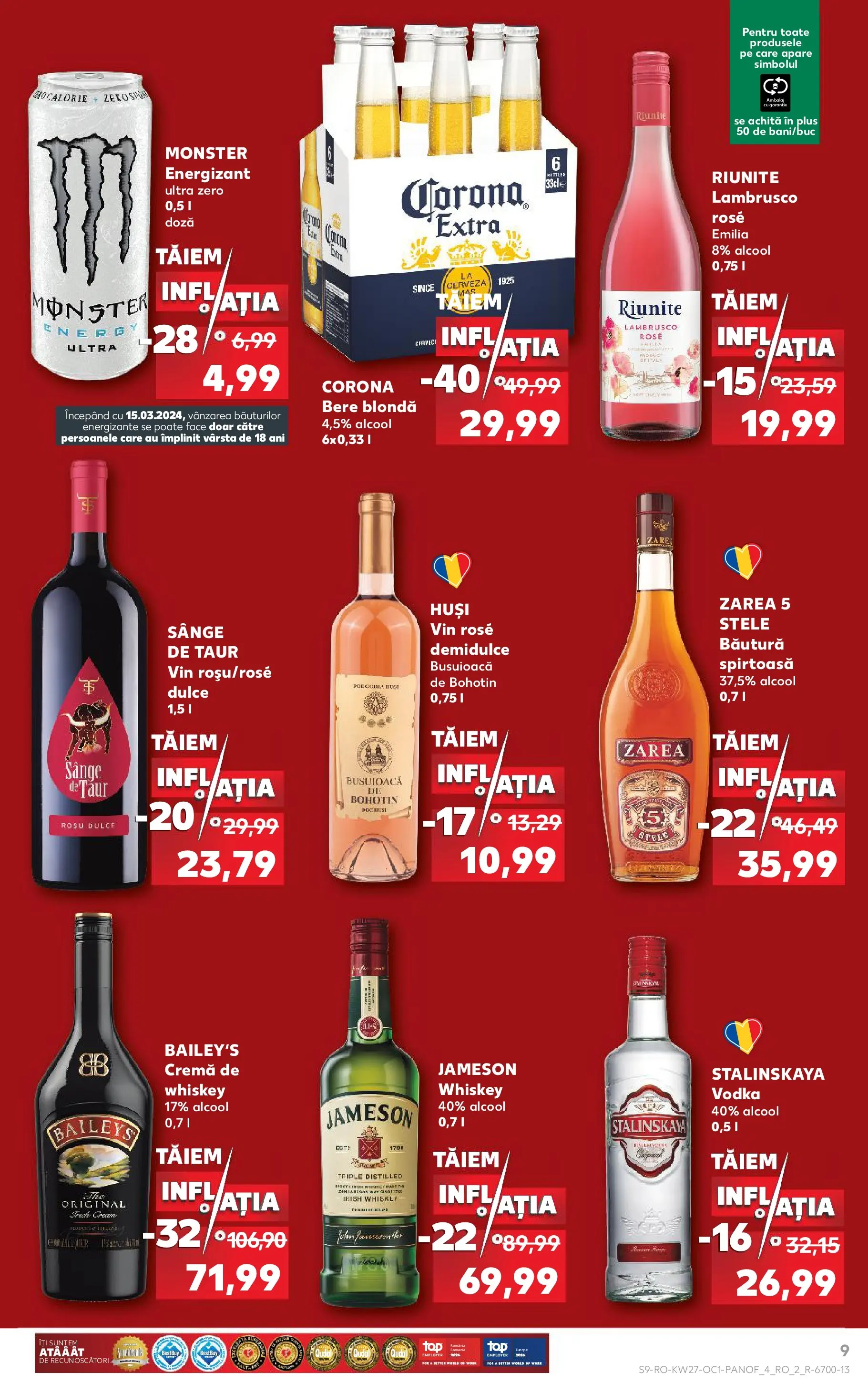 Kaufland Slatina 01.07.2026 - Revista si Oferta | Pagină: 9 | Produse: Cremă, Vin, Bere, Vodka