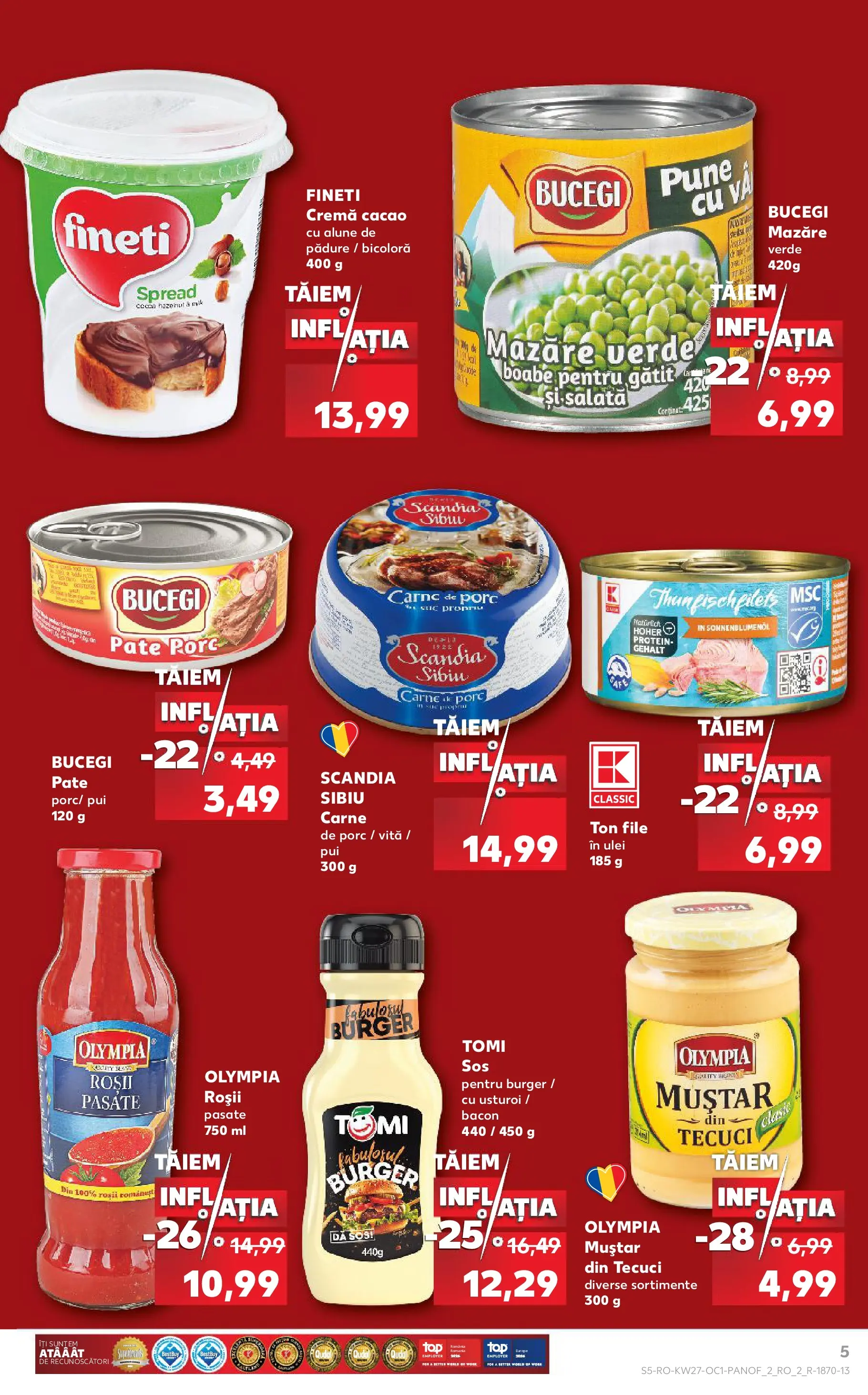Kaufland Curtea de Argeș 01.07.2026 - Revista si Oferta | Pagină: 5 | Produse: Mazăre, Hacıyatmaz Kedi Oyuncağı, Muștar, Salată