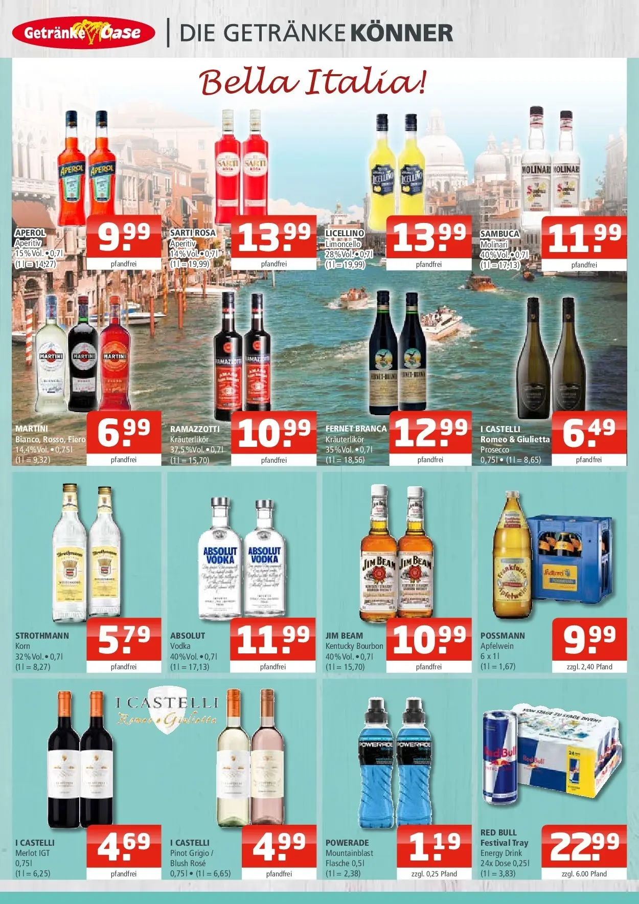 Angebote - Getränke Oase: Getränkeangebote (ab 05.07.2026) zum Blättern | Seite: 2 | Produkte: Martini, Jim beam, Prosecco, Fernet branca
