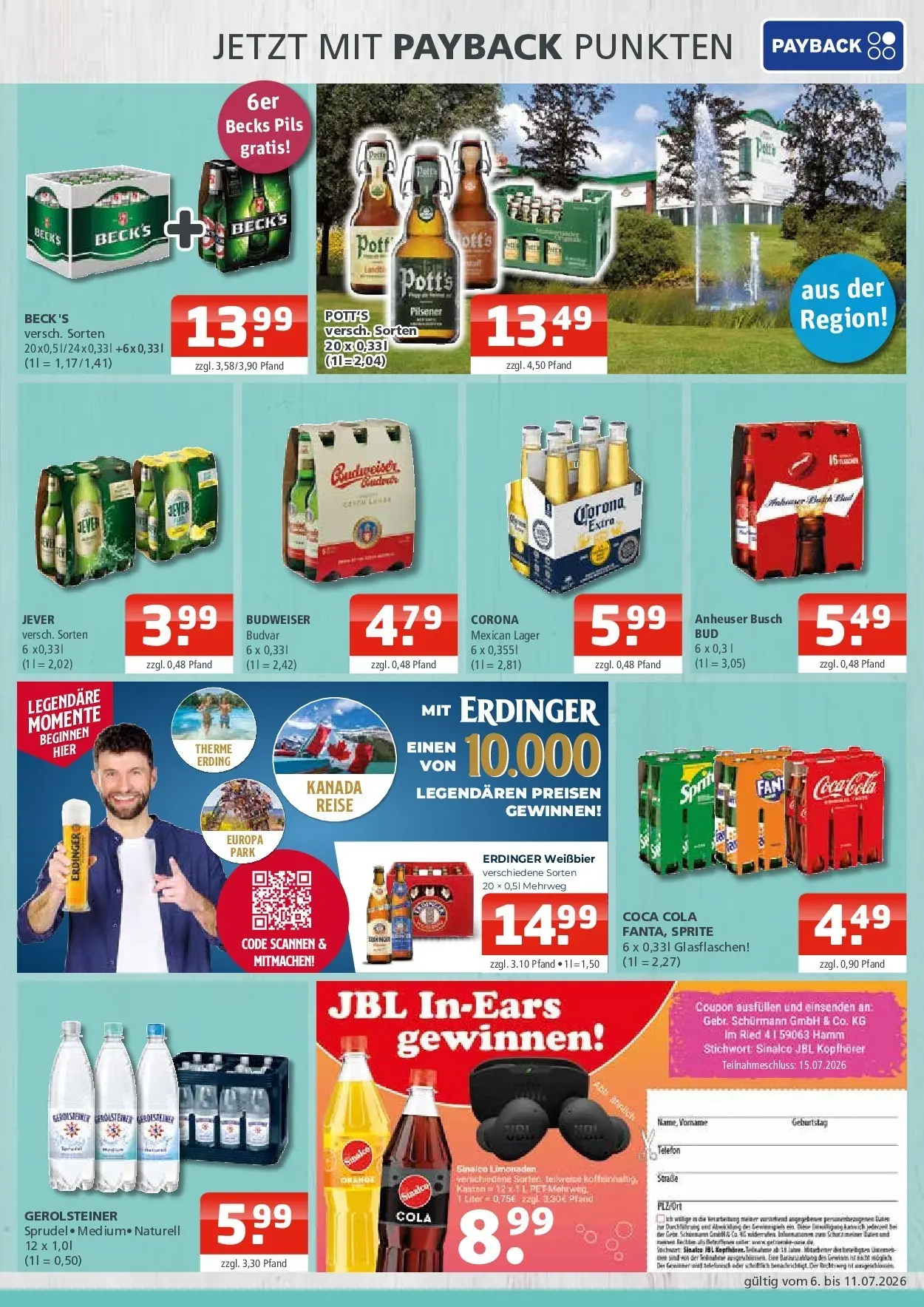 Angebote - Getränke Oase: Getränkeangebote (ab 05.07.2026) zum Blättern | Seite: 3 | Produkte: Sinalco, Cola, Gerolsteiner, Kopfhörer
