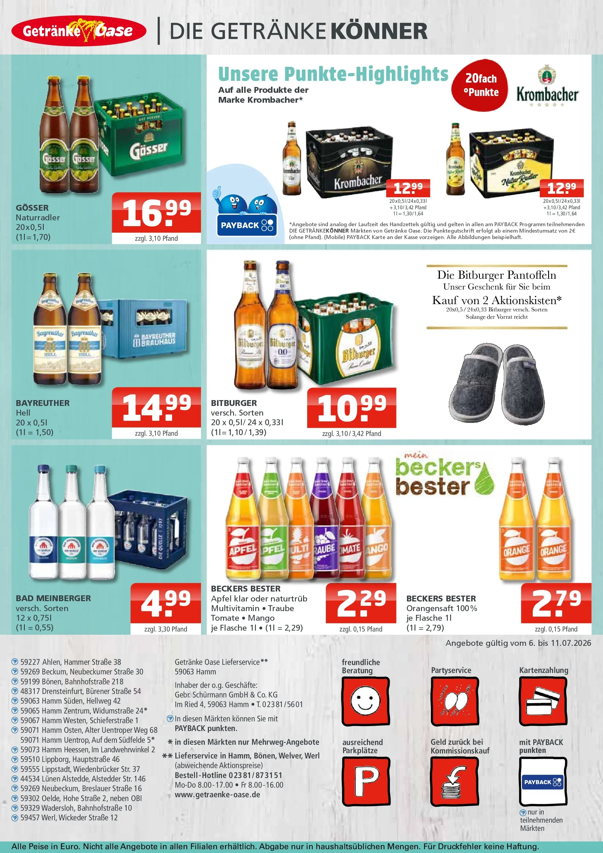 Angebote - Getränke Oase: Getränkeangebote (ab 05.07.2026) zum Blättern | Seite: 4 | Produkte: Äpfel, Orangensaft, Radler, Krombacher