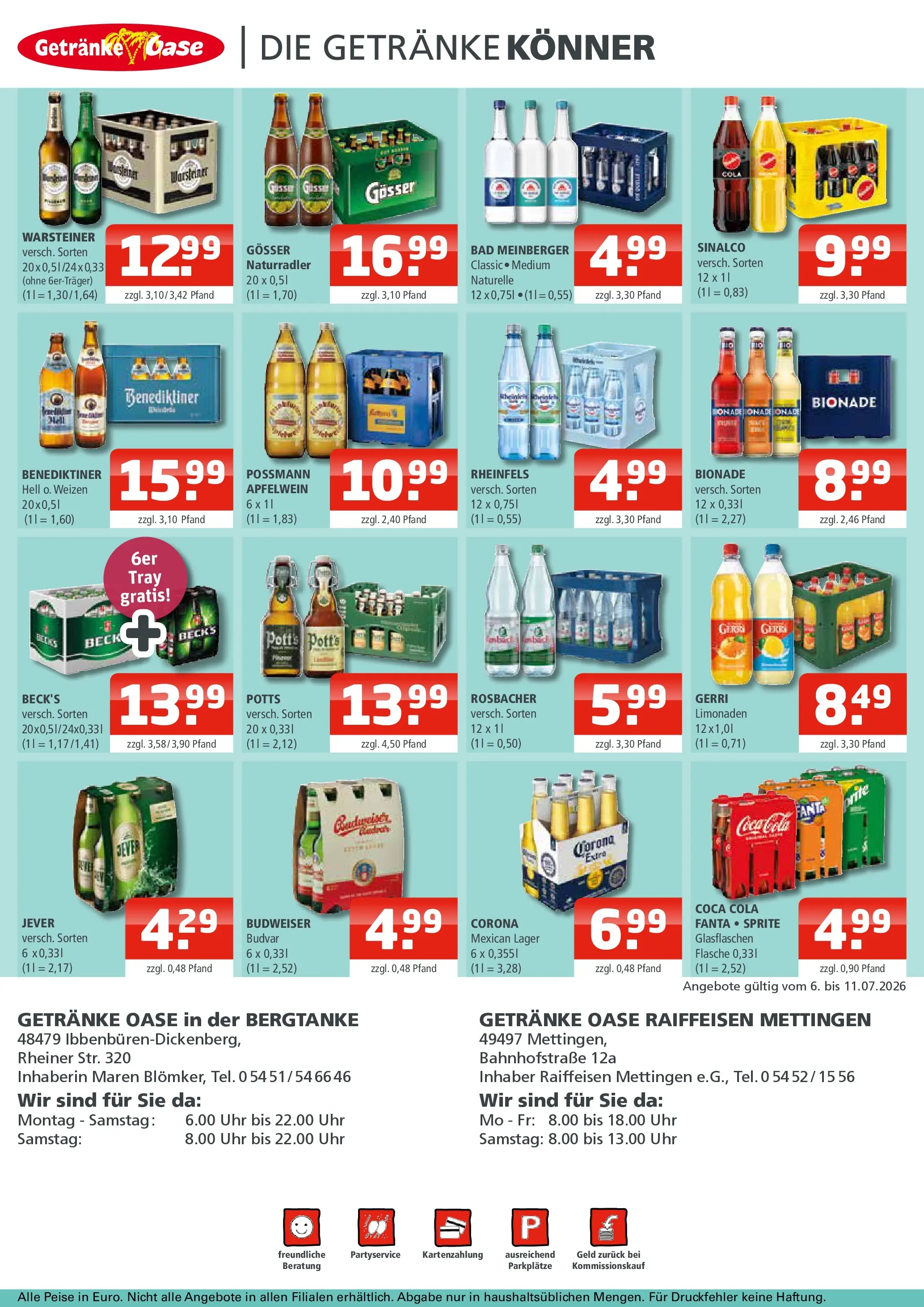 Angebote - Getränke Oase: Getränkeangebote (ab 05.07.2026) zum Blättern | Seite: 2 | Produkte: Sinalco, Fanta, Sprite, Warsteiner