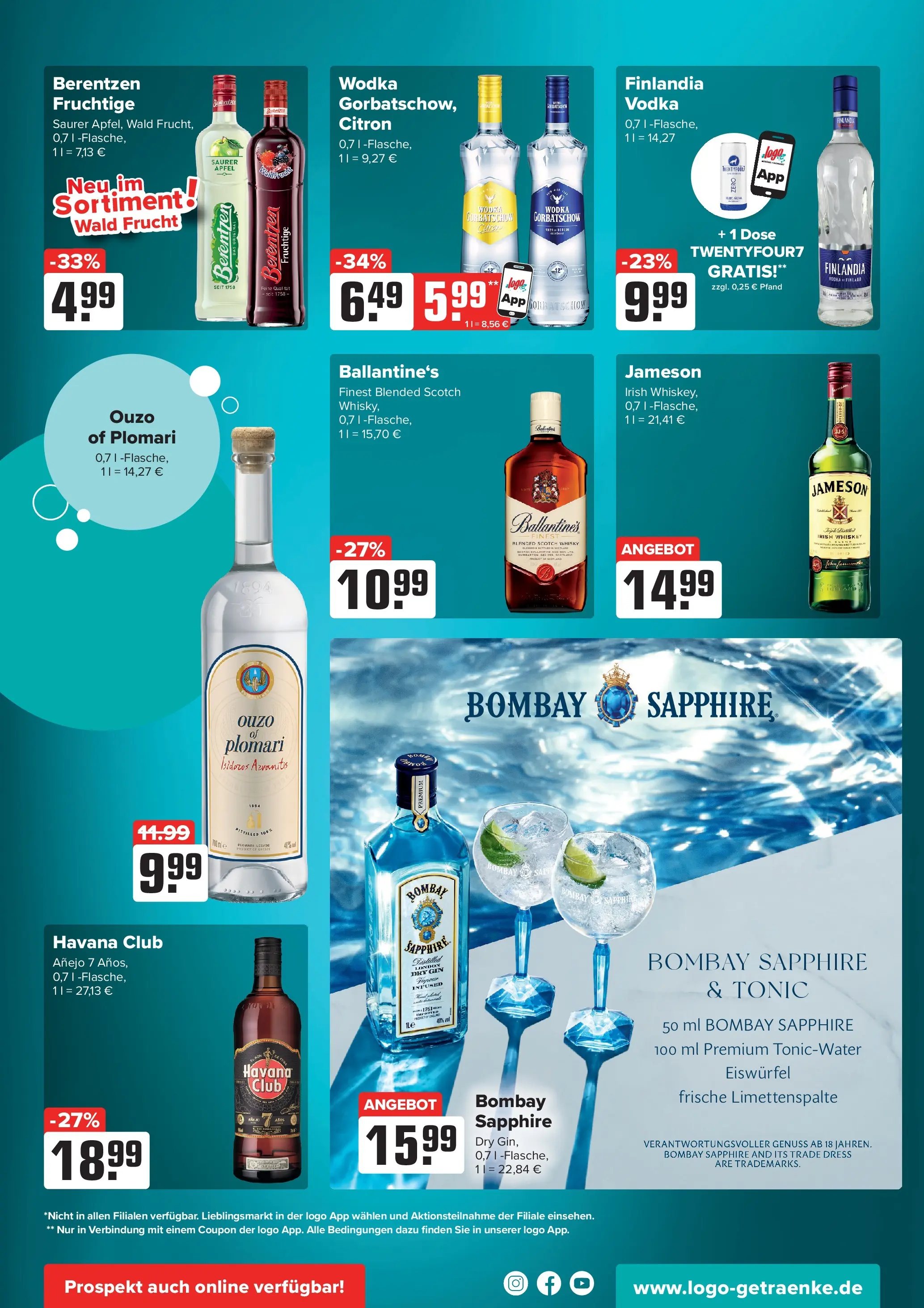 Angebote - Getränke Heurich: Getränkeangebote (ab 12.07.2026) zum Blättern | Seite: 7 | Produkte: Whisky, Ouzo, Vodka, Berentzen