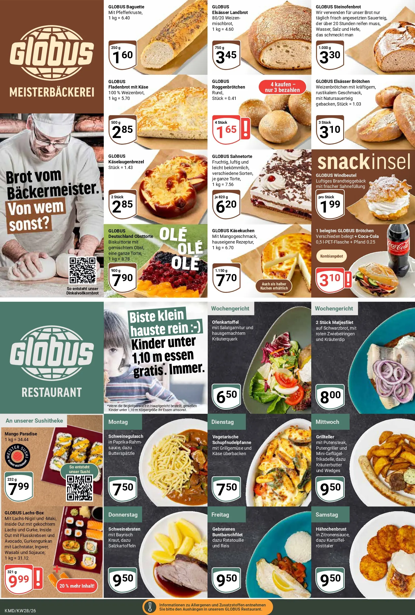 Globus Prospekt Köln (ab 06.07.2026) » Angebote online | Seite: 11 | Produkte: Schweinegulasch, Baguette, Lachs, Reis