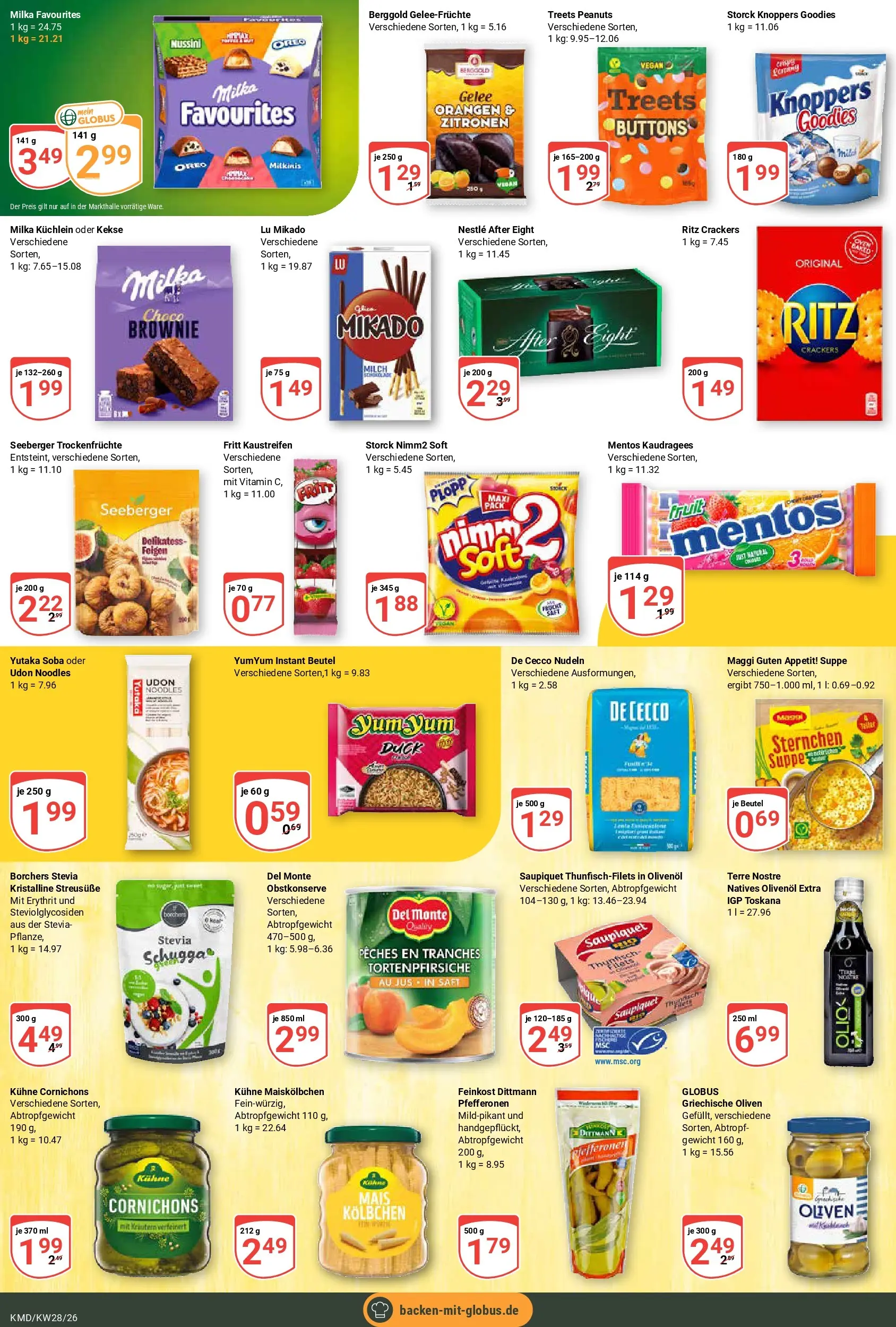 Globus Prospekt Köln (ab 06.07.2026) » Angebote online | Seite: 20 | Produkte: Gewicht, Thunfisch, Milka, Nudeln