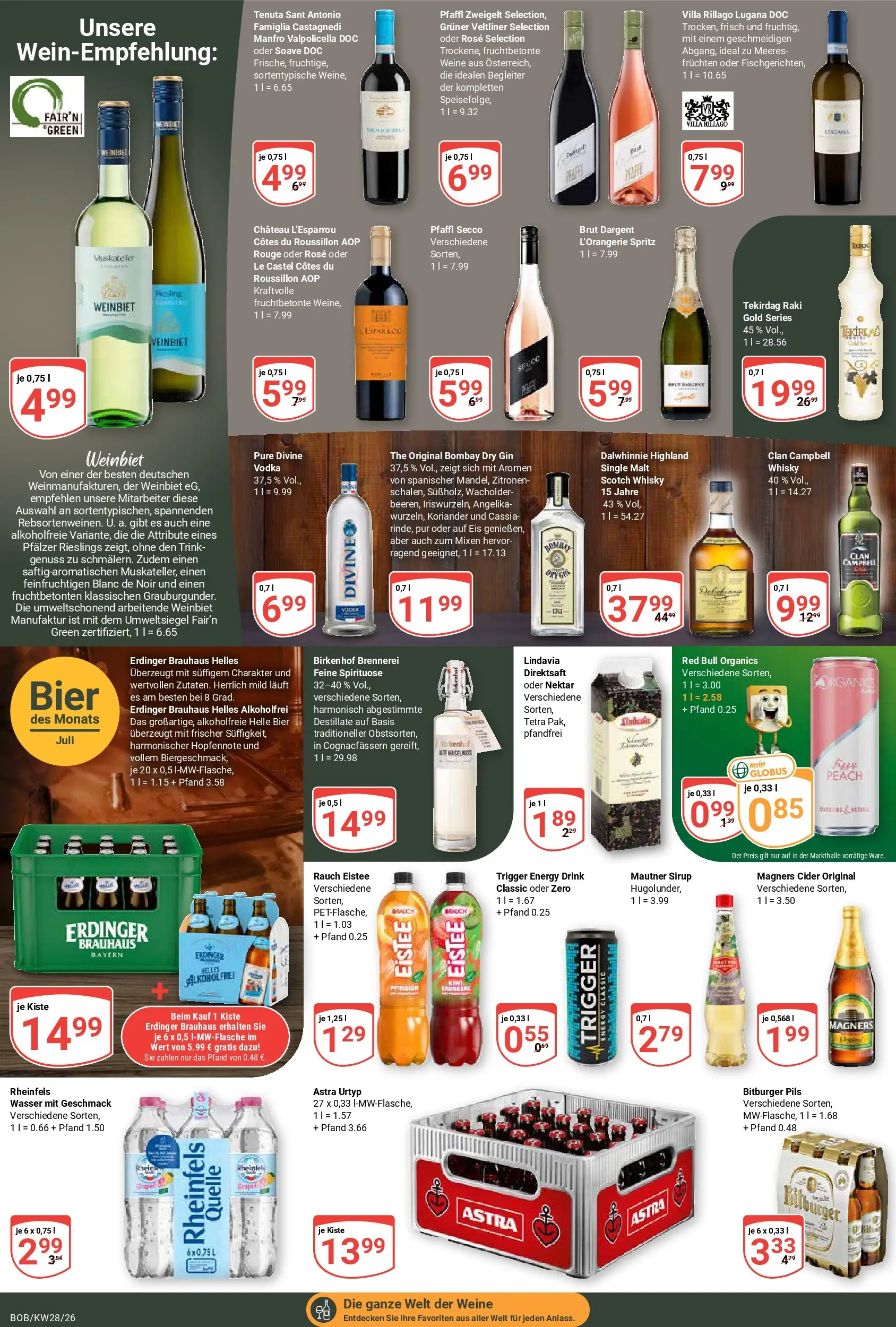 Globus Prospekt Bobenheim-Roxheim (ab 06.07.2026) » Angebote online | Seite: 18 | Produkte: Whisky, Erdinger, Brut dargent, Vodka
