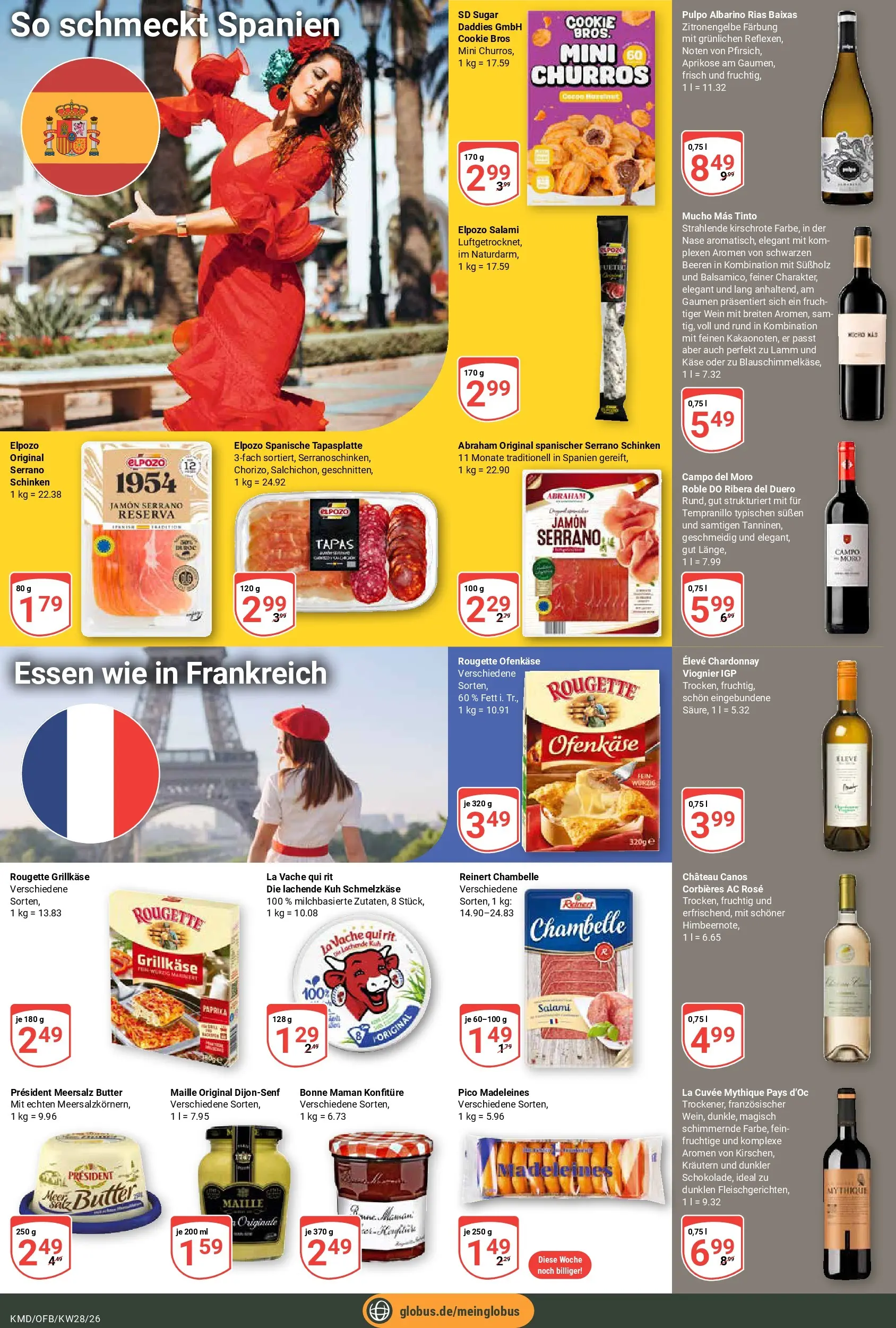 Globus Prospekt Köln (ab 06.07.2026) » Angebote online | Seite: 22 | Produkte: Rougette ofenkase, Paprika, Salami, Serrano schinken