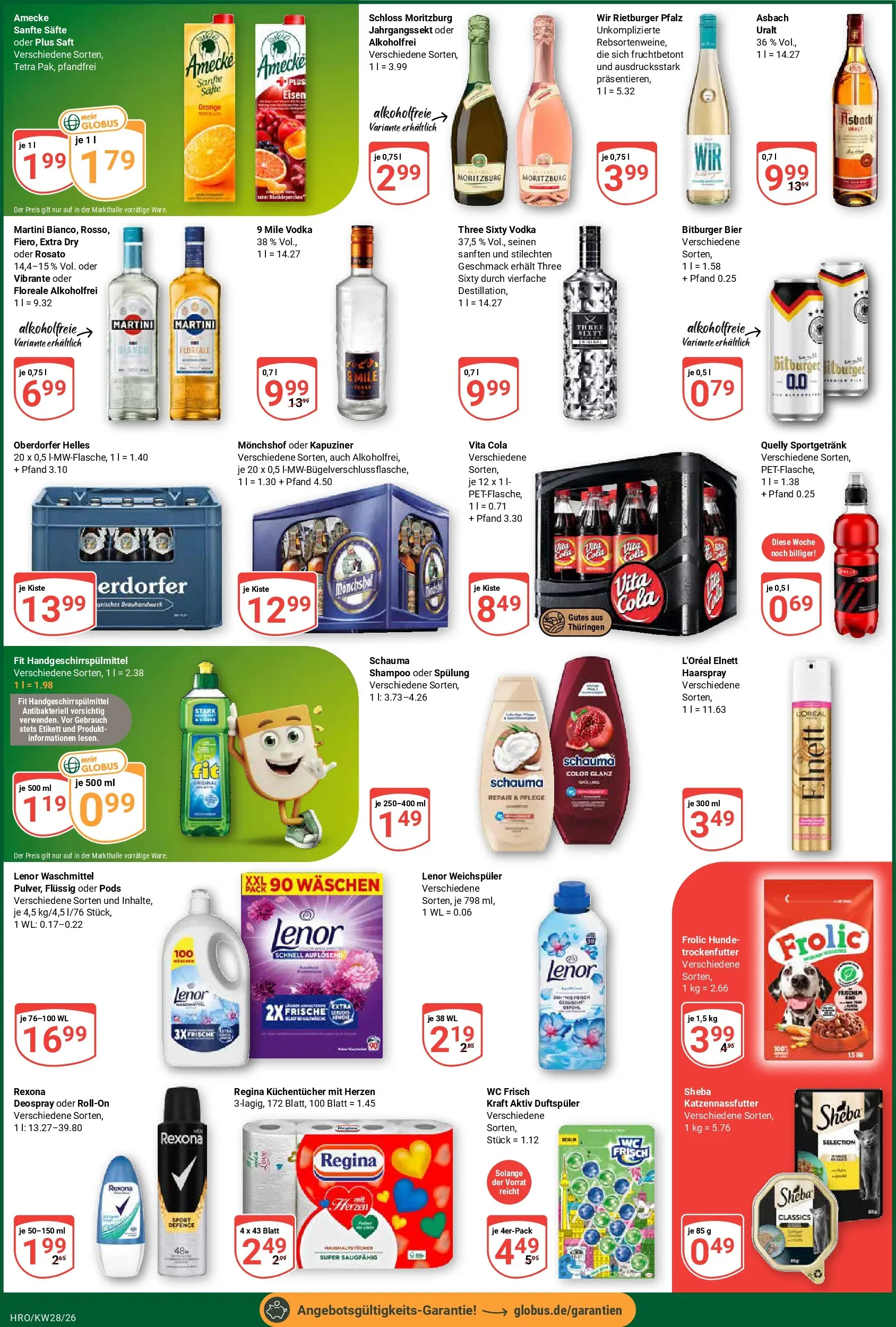 Globus Prospekt Rostock (ab 06.07.2026) » Angebote online | Seite: 7 | Produkte: Monchshof, Spülung, Saft, Vodka