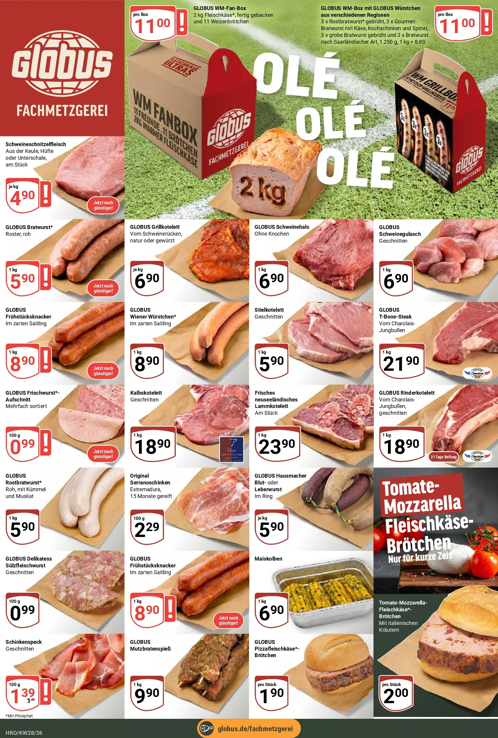 Globus Prospekt Rostock (ab 06.07.2026) » Angebote online | Seite: 12 | Produkte: Schweinegulasch, Mozzarella, Box, Bratwurst