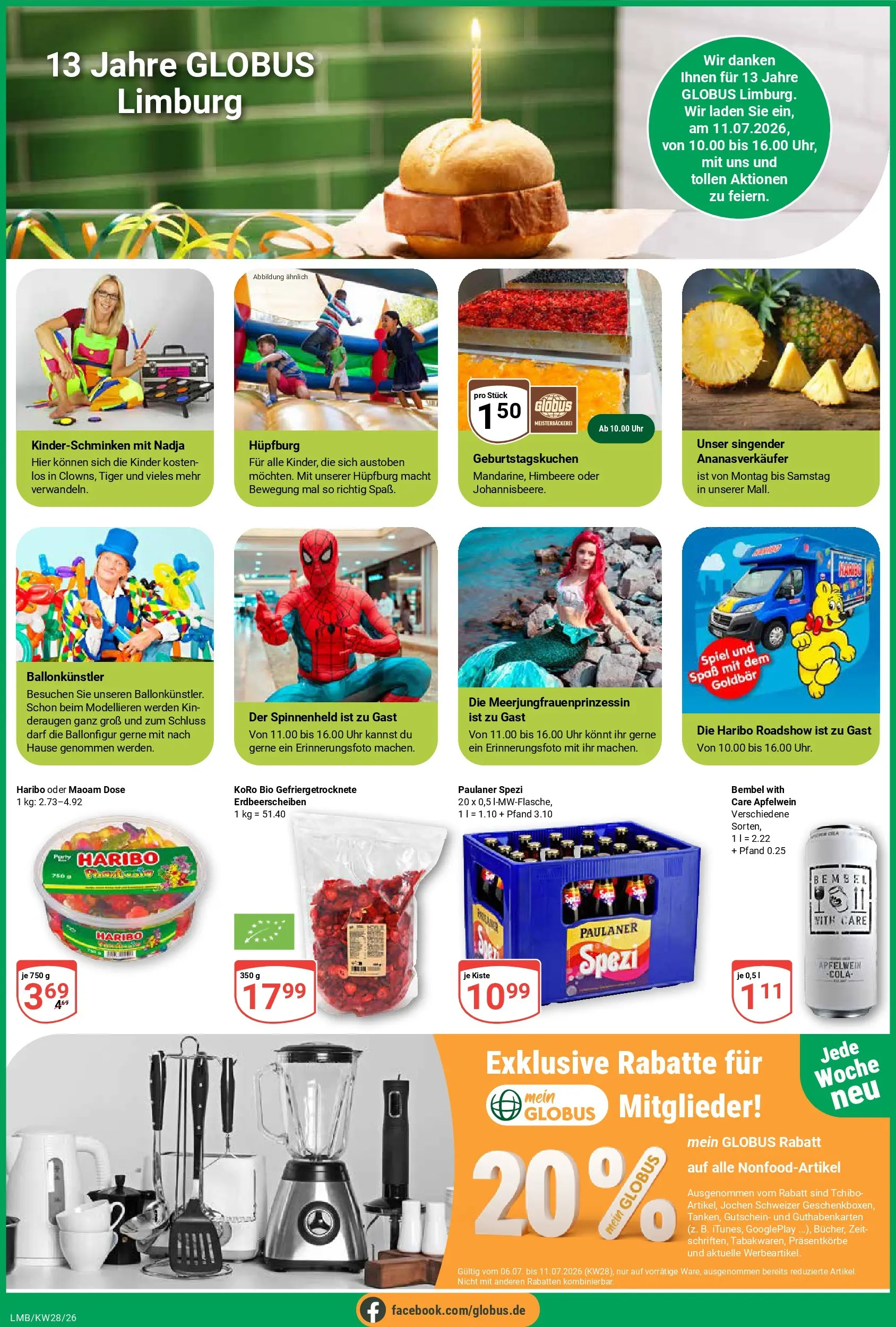Globus Prospekt Limburg (ab 06.07.2026) » Angebote online | Seite: 2 | Produkte: Cola, Paulaner spezi, Uhr, Paulaner