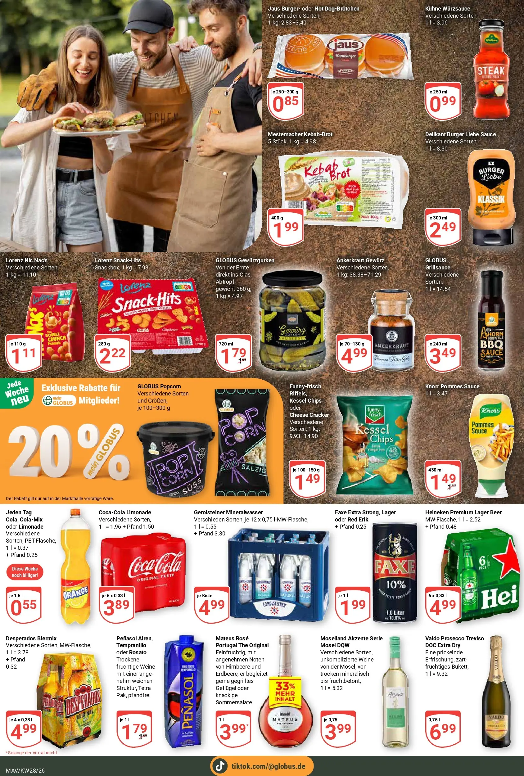 Globus Prospekt Mannheim (ab 06.07.2026) » Angebote online | Seite: 7 | Produkte: Funny frisch, Burger, Mineralwasser, Desperados
