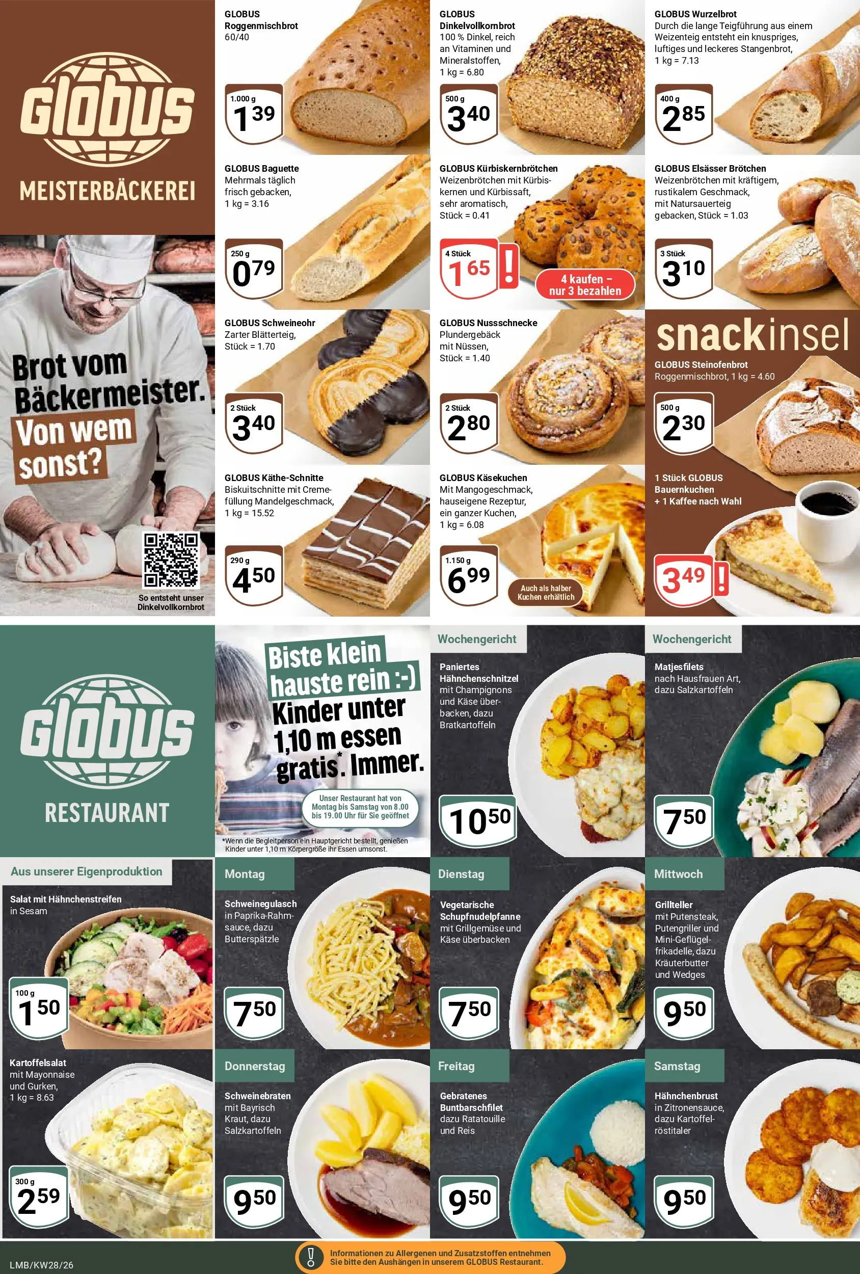 Globus Prospekt Limburg (ab 06.07.2026) » Angebote online | Seite: 11 | Produkte: Baguette, Kräuterbutter, Champignons, Brot