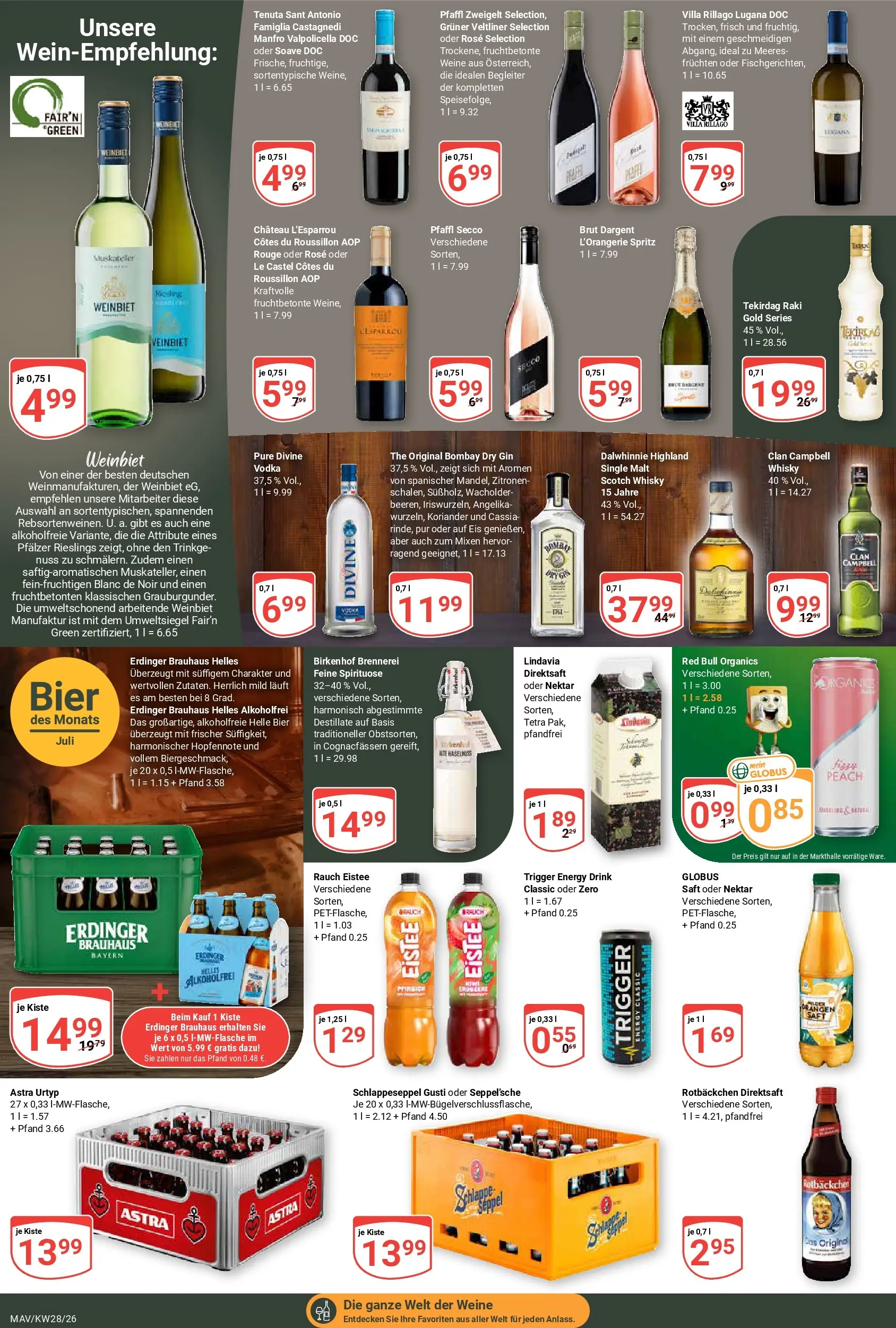 Globus Prospekt Mannheim (ab 06.07.2026) » Angebote online | Seite: 19 | Produkte: Whisky, Erdinger, Bier, Eis