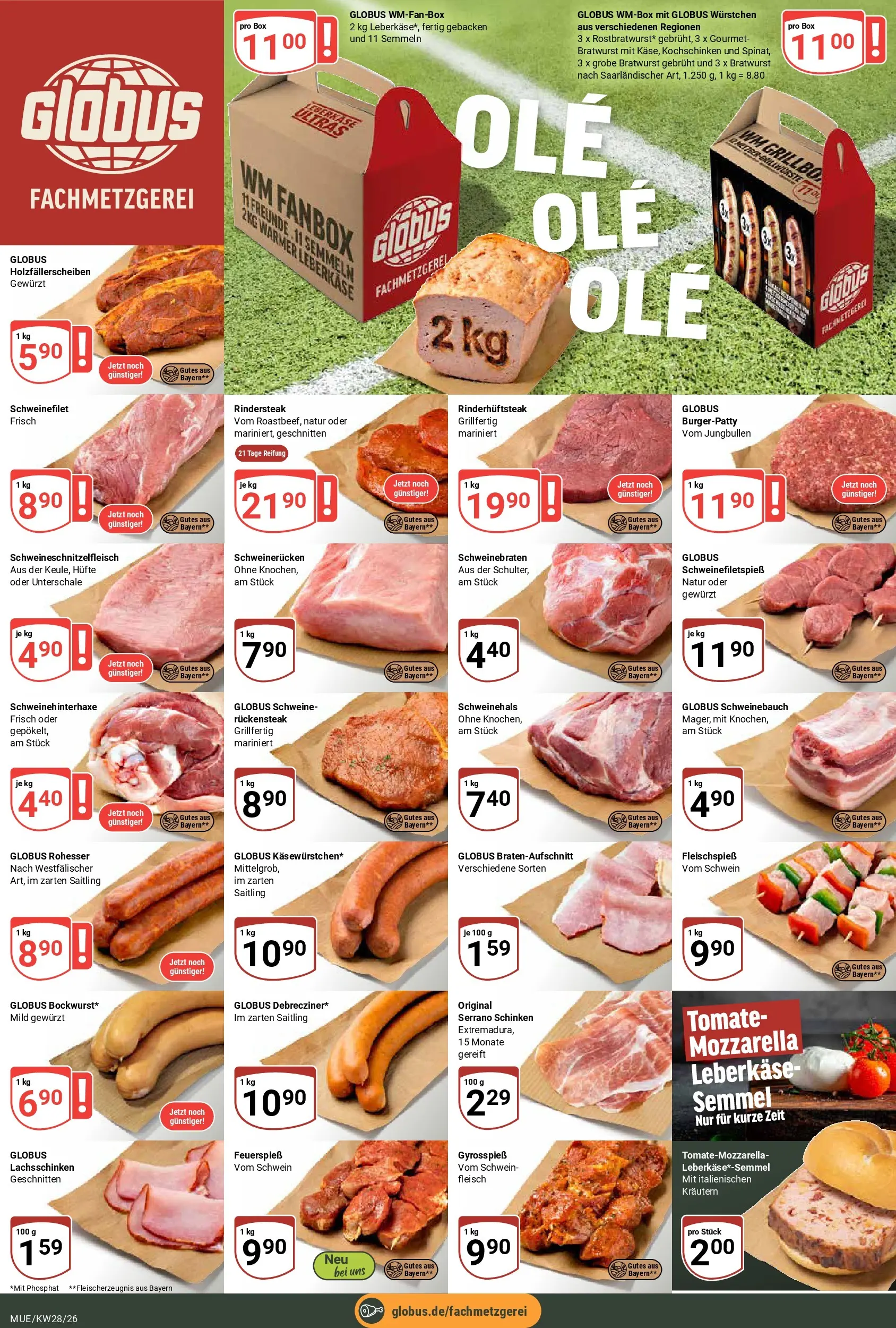 Globus Prospekt Mühldorf (ab 06.07.2026) » Angebote online | Seite: 8 | Produkte: Mozzarella, Schweinebauch, Schweinerucken, Schinken